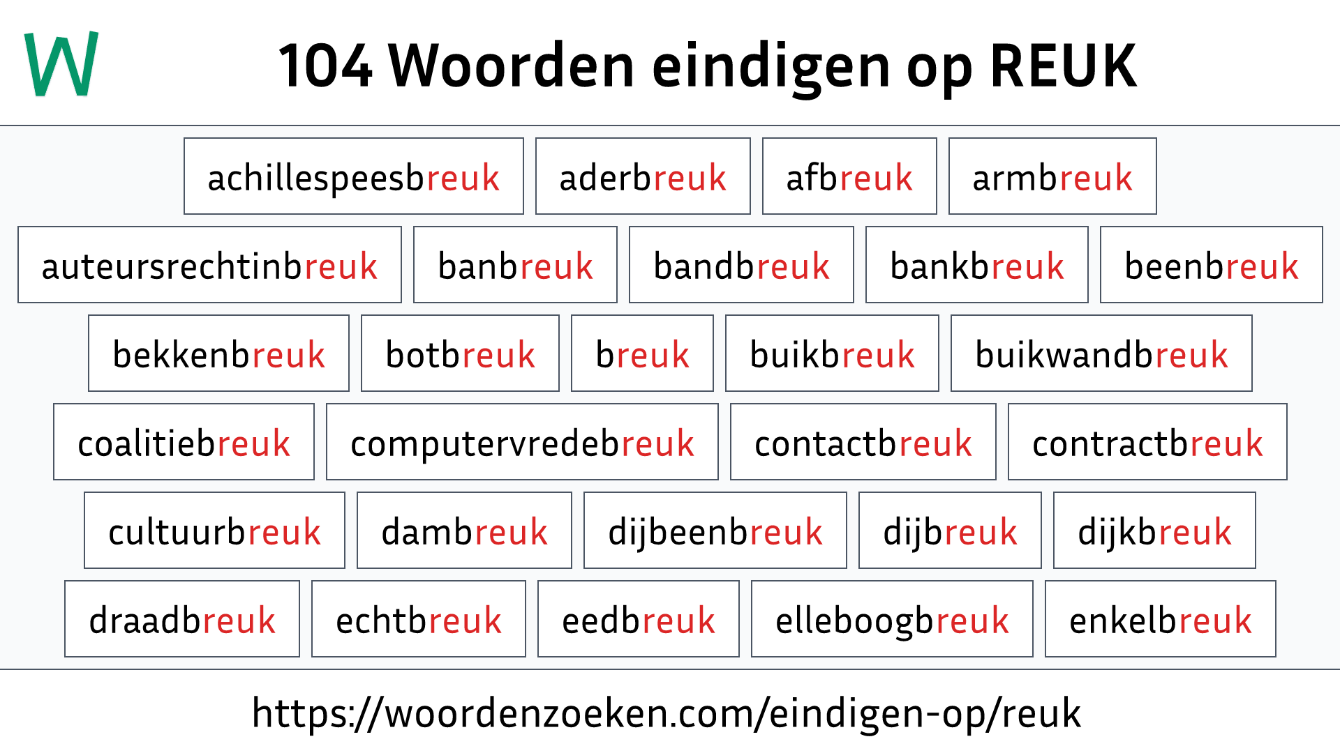 Woorden eindigen op REUK