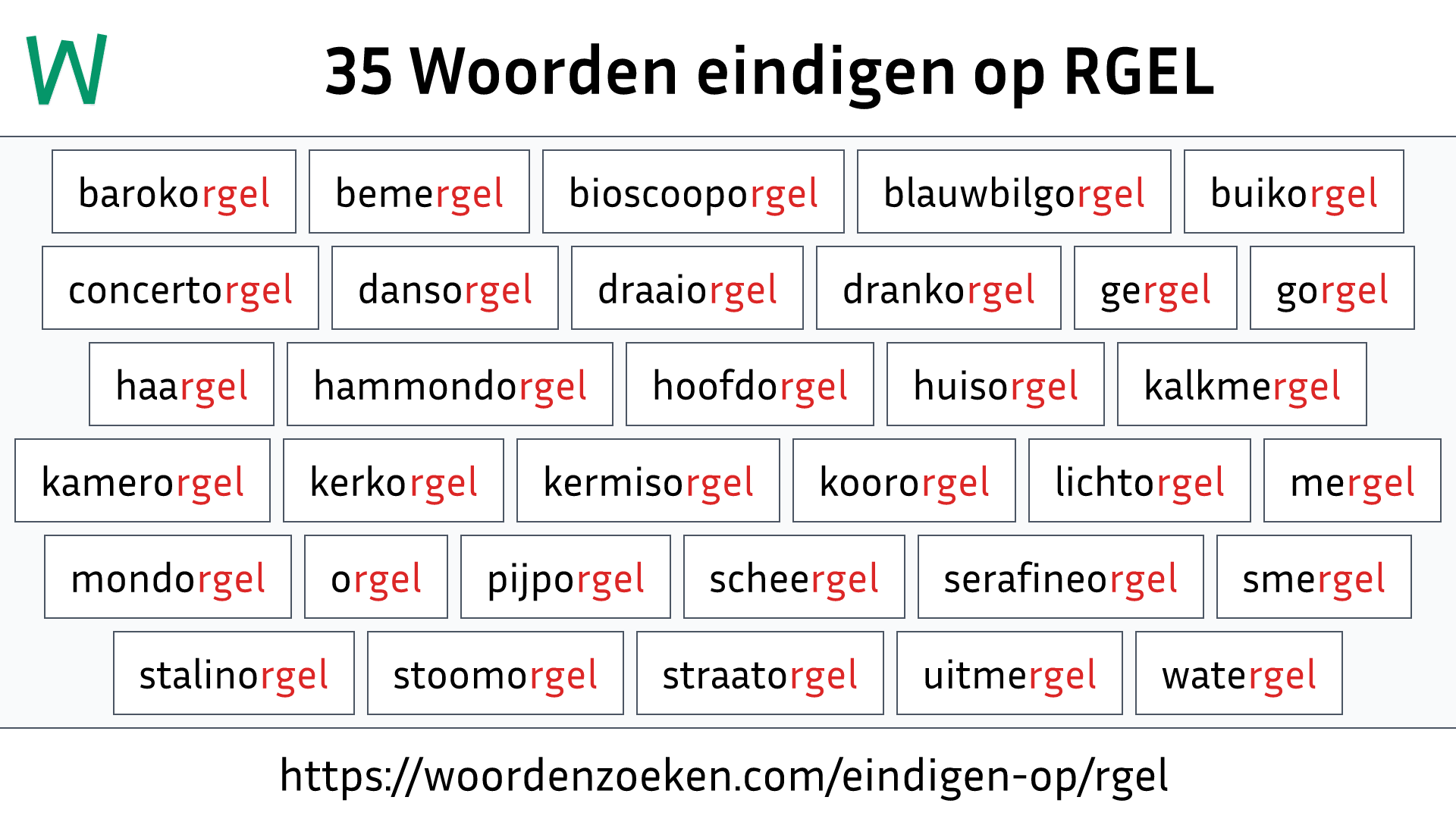 Woorden eindigen op RGEL