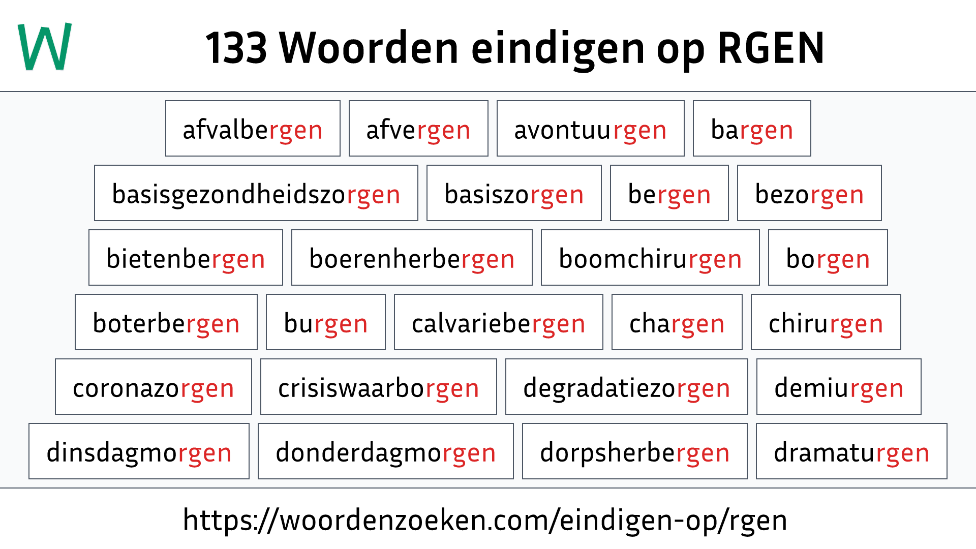 Woorden eindigen op RGEN