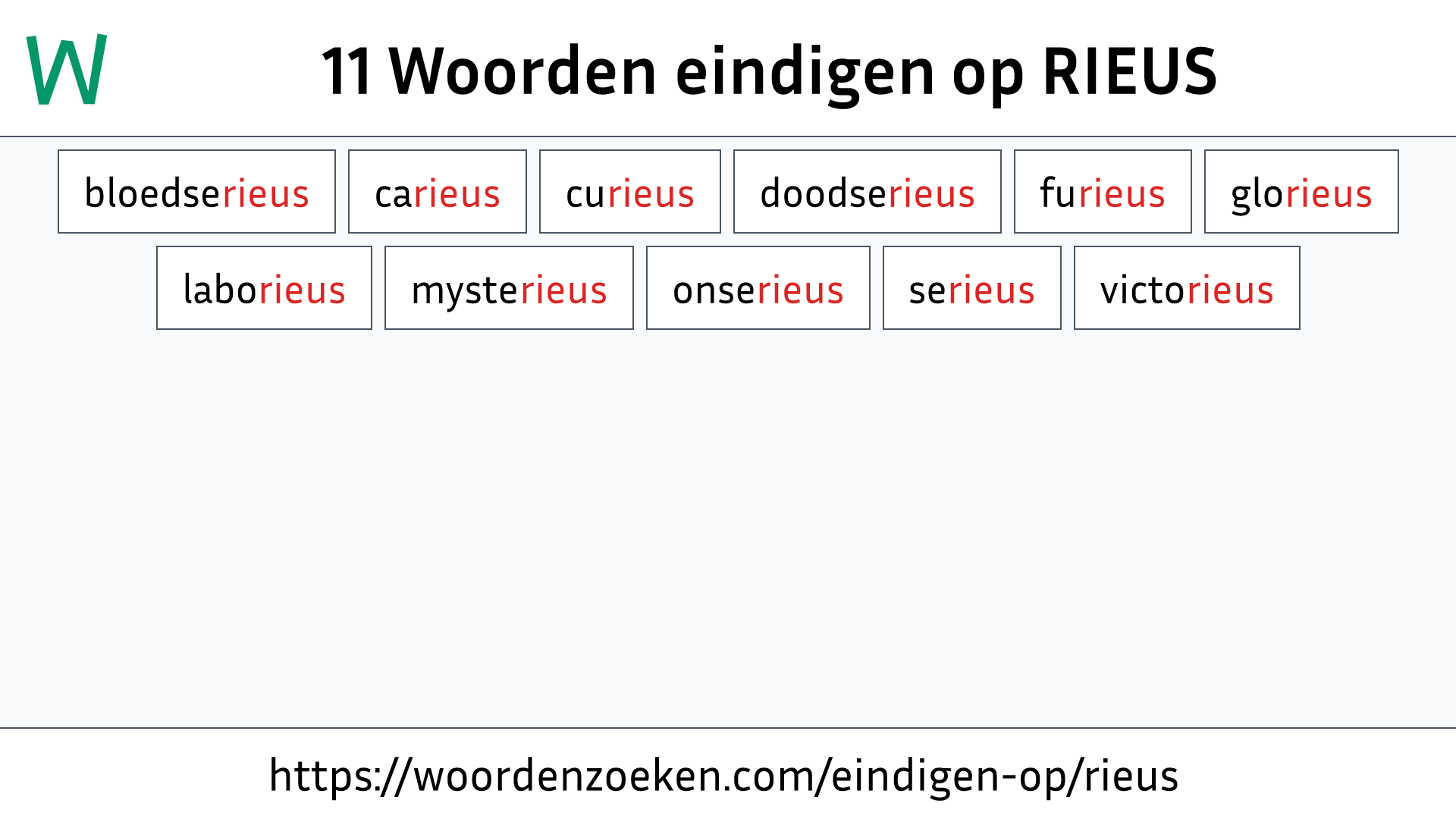 Woorden eindigen op RIEUS