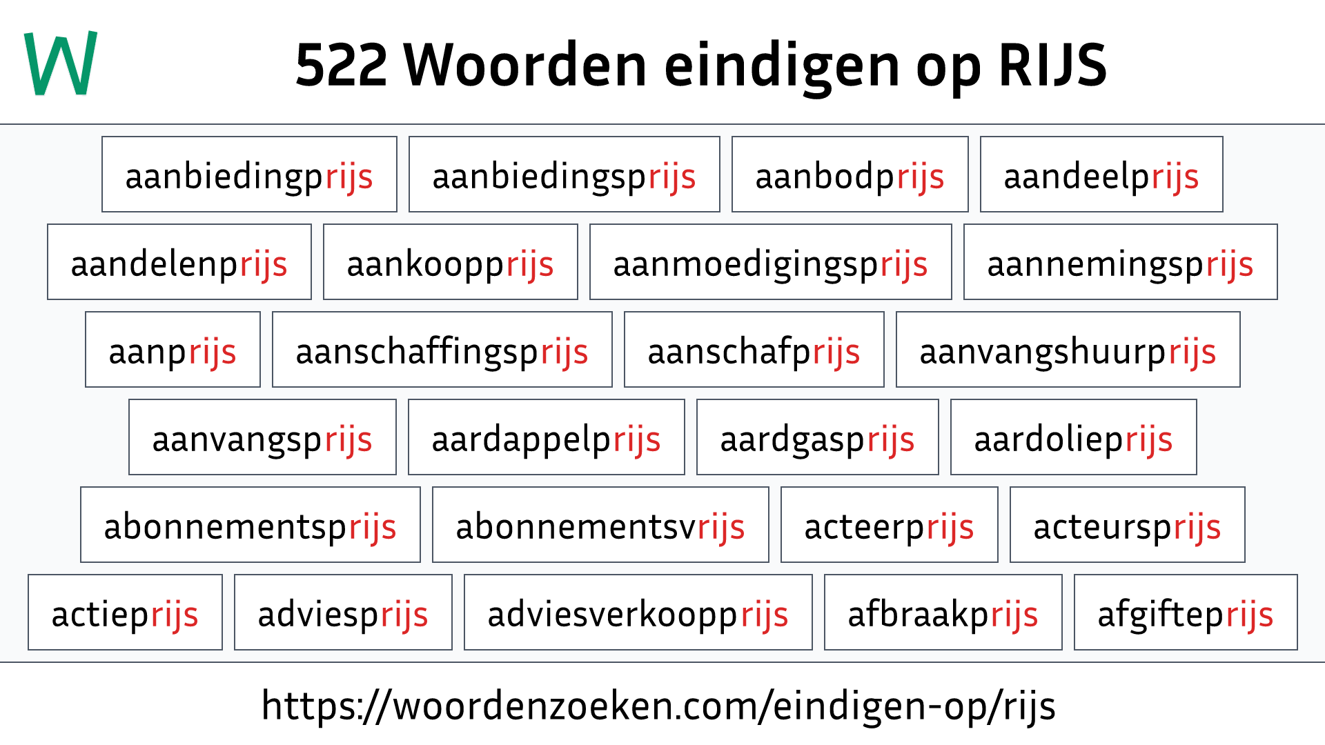 Woorden eindigen op RIJS