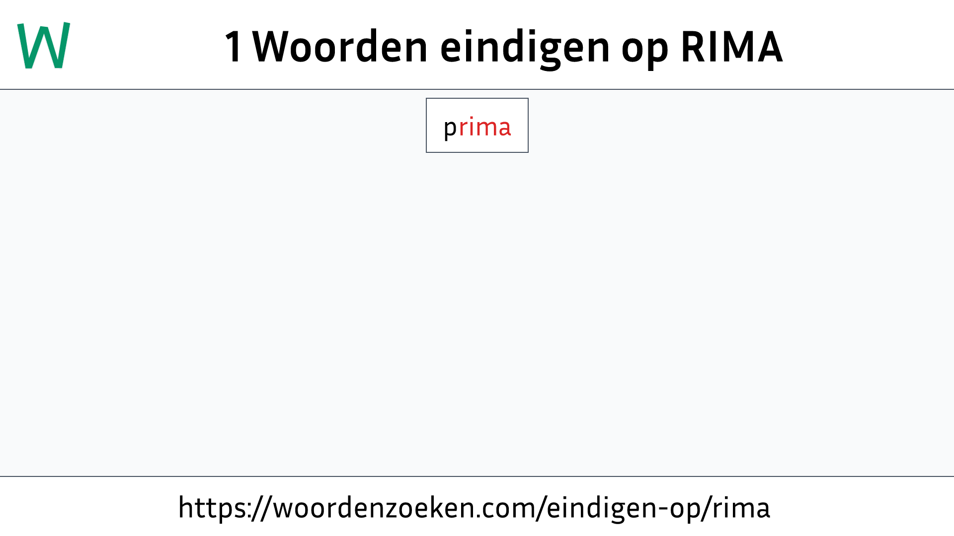 Woorden eindigen op RIMA
