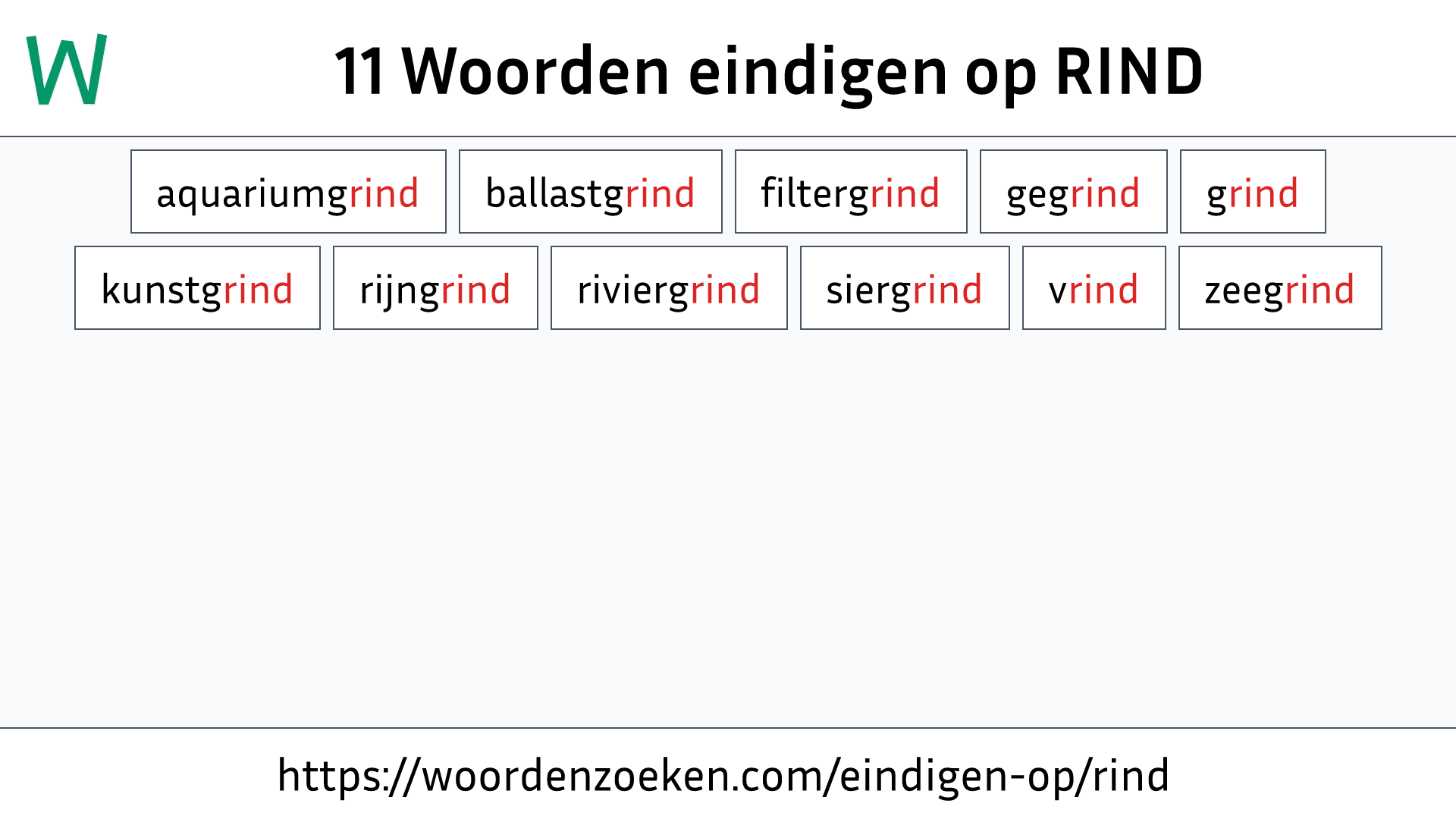 Woorden eindigen op RIND