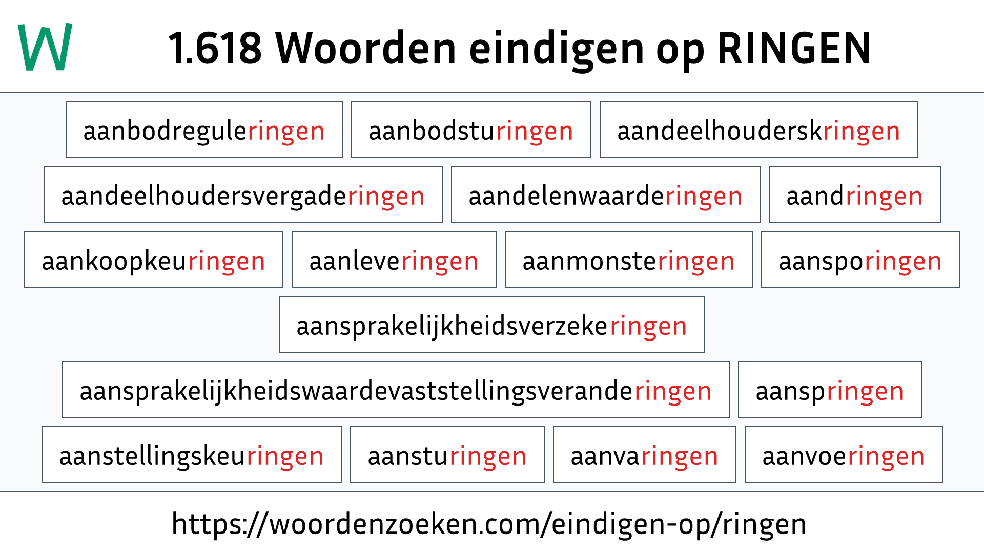 Woorden eindigen op RINGEN