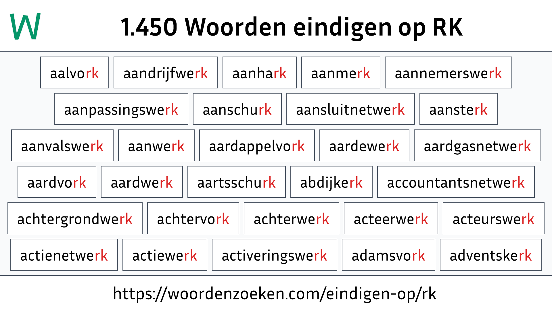 Woorden eindigen op RK