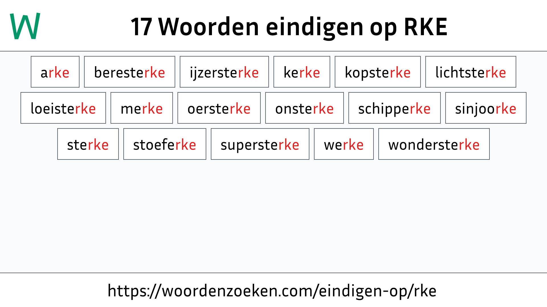 Woorden eindigen op RKE