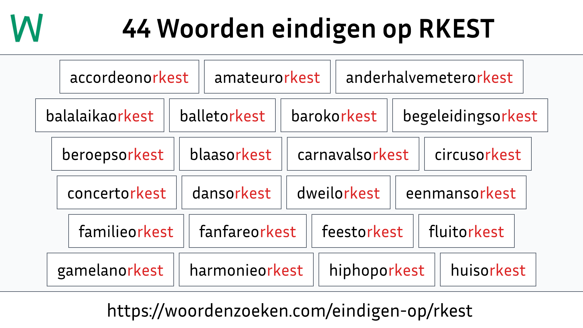 Woorden eindigen op RKEST