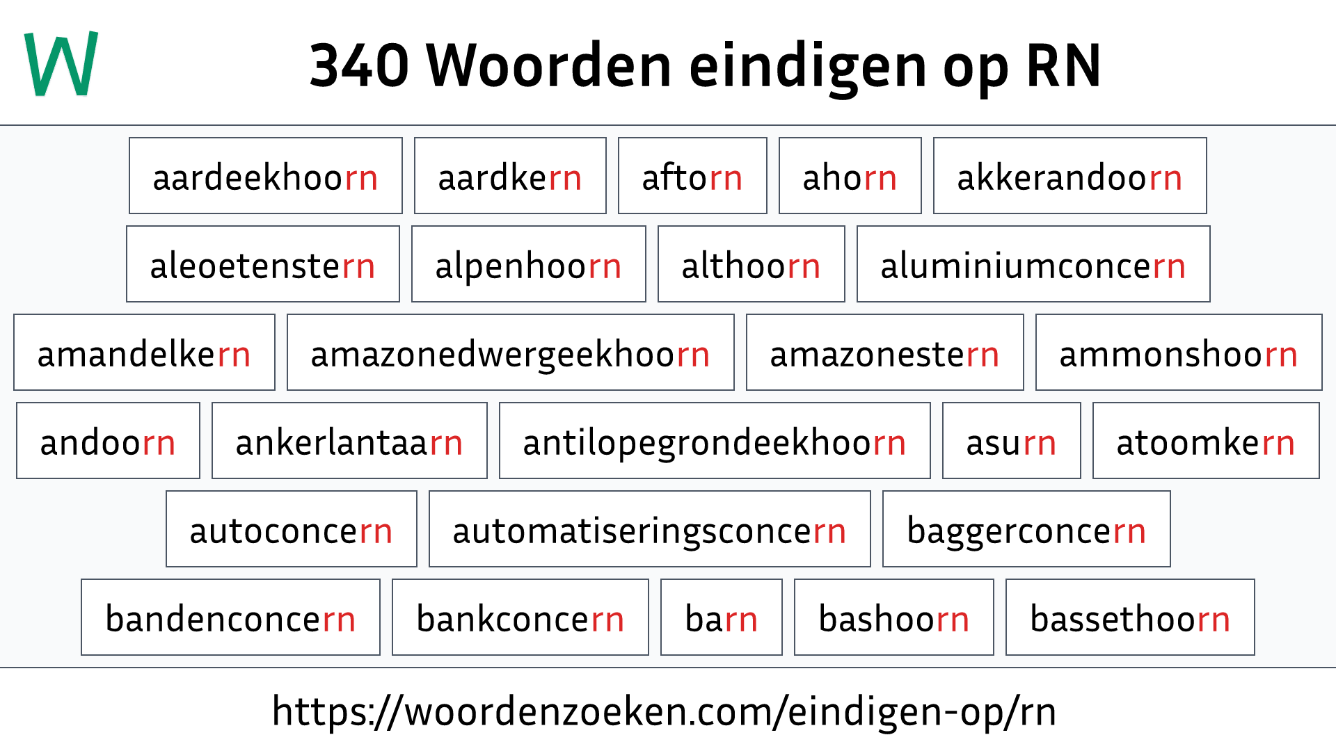 Woorden eindigen op RN