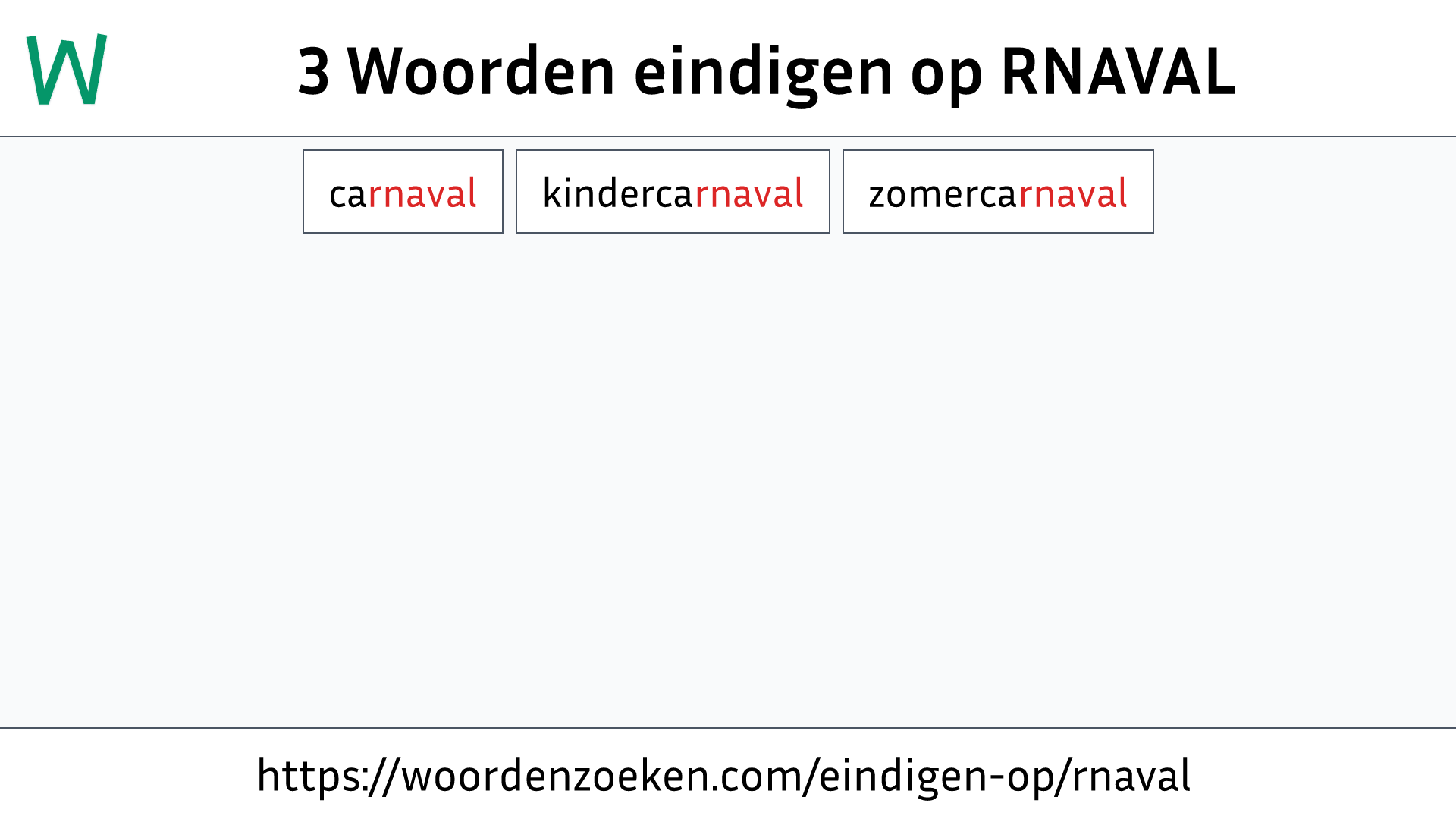 Woorden eindigen op RNAVAL