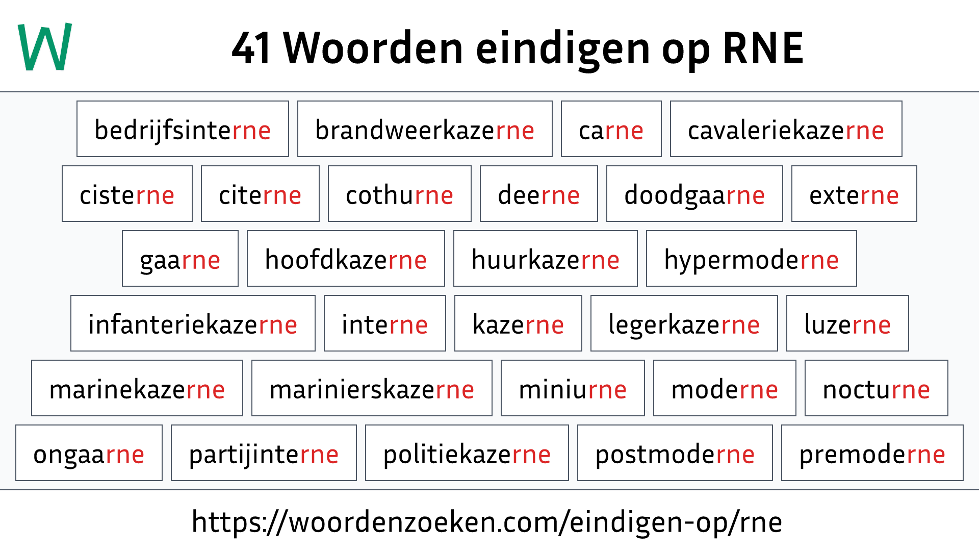 Woorden eindigen op RNE