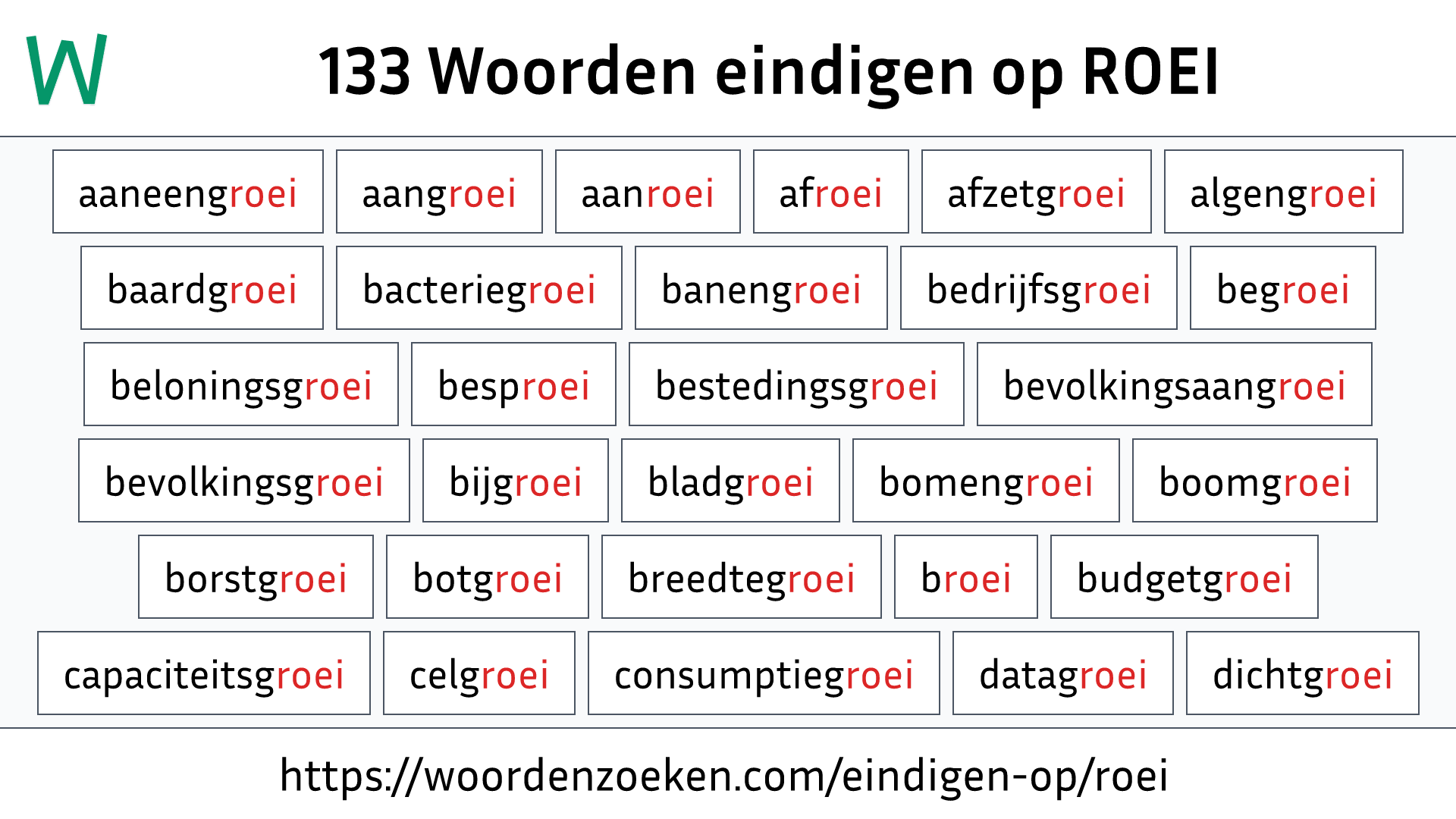 Woorden eindigen op ROEI