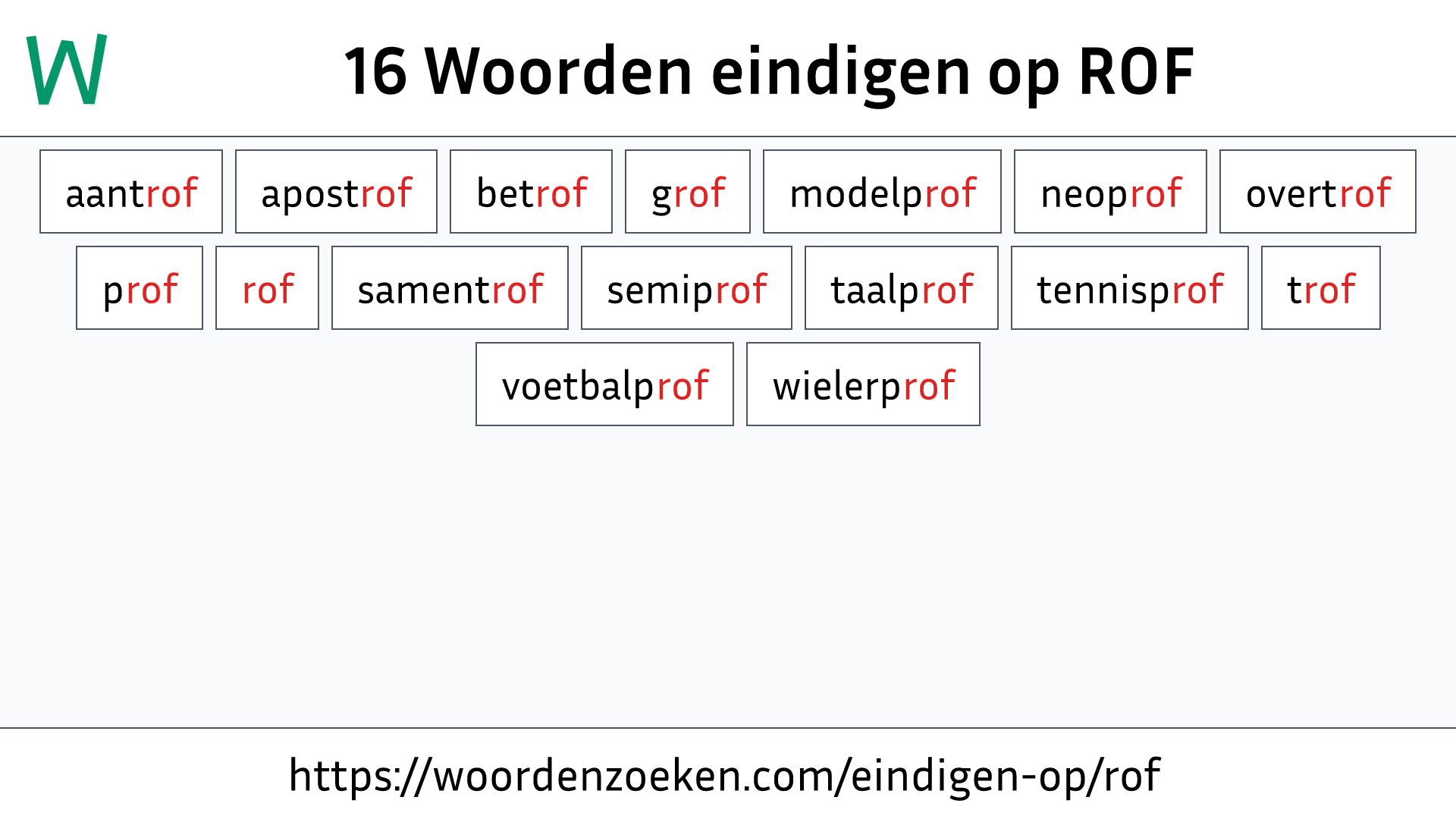 Woorden eindigen op ROF