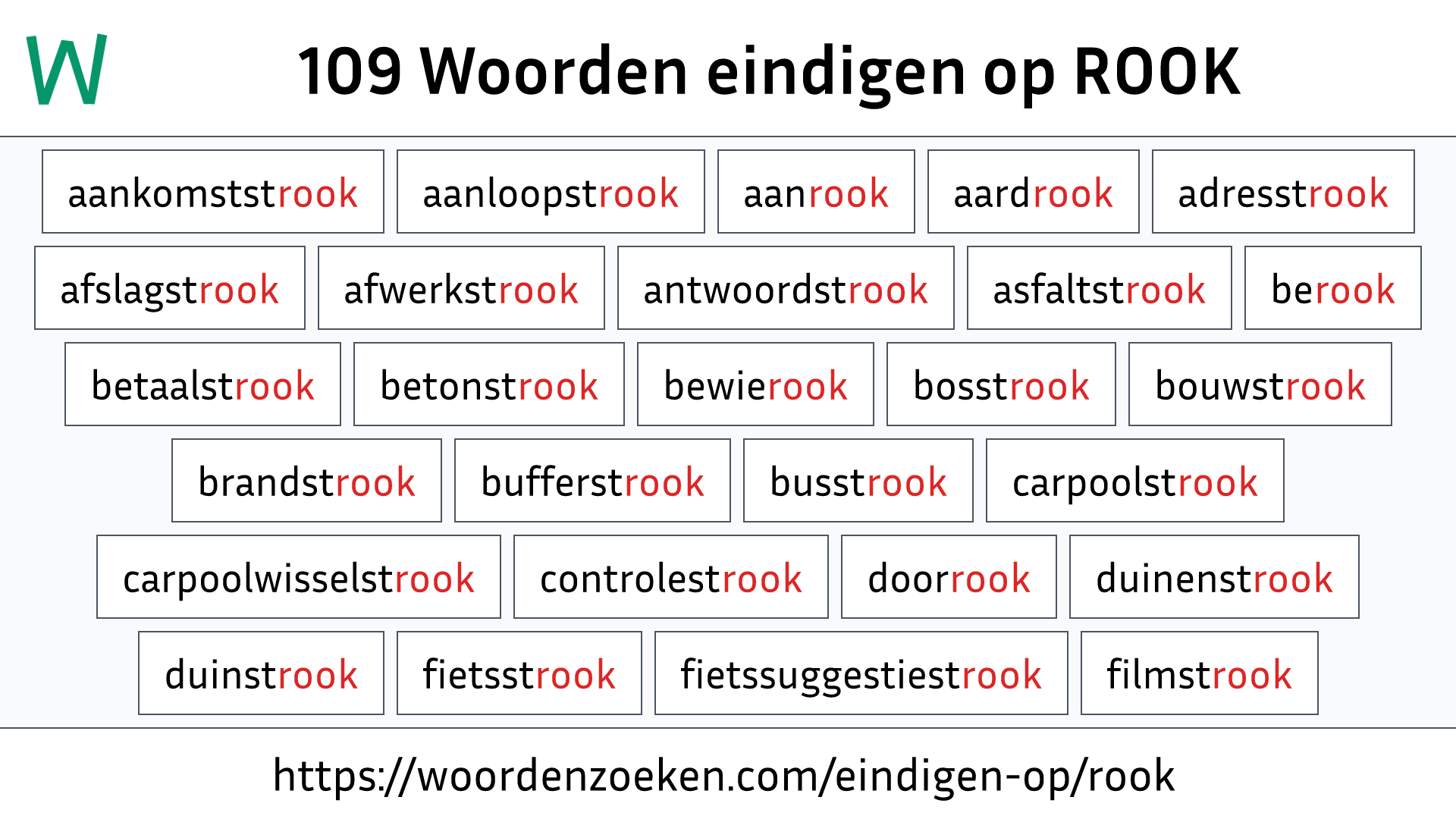 Woorden eindigen op ROOK