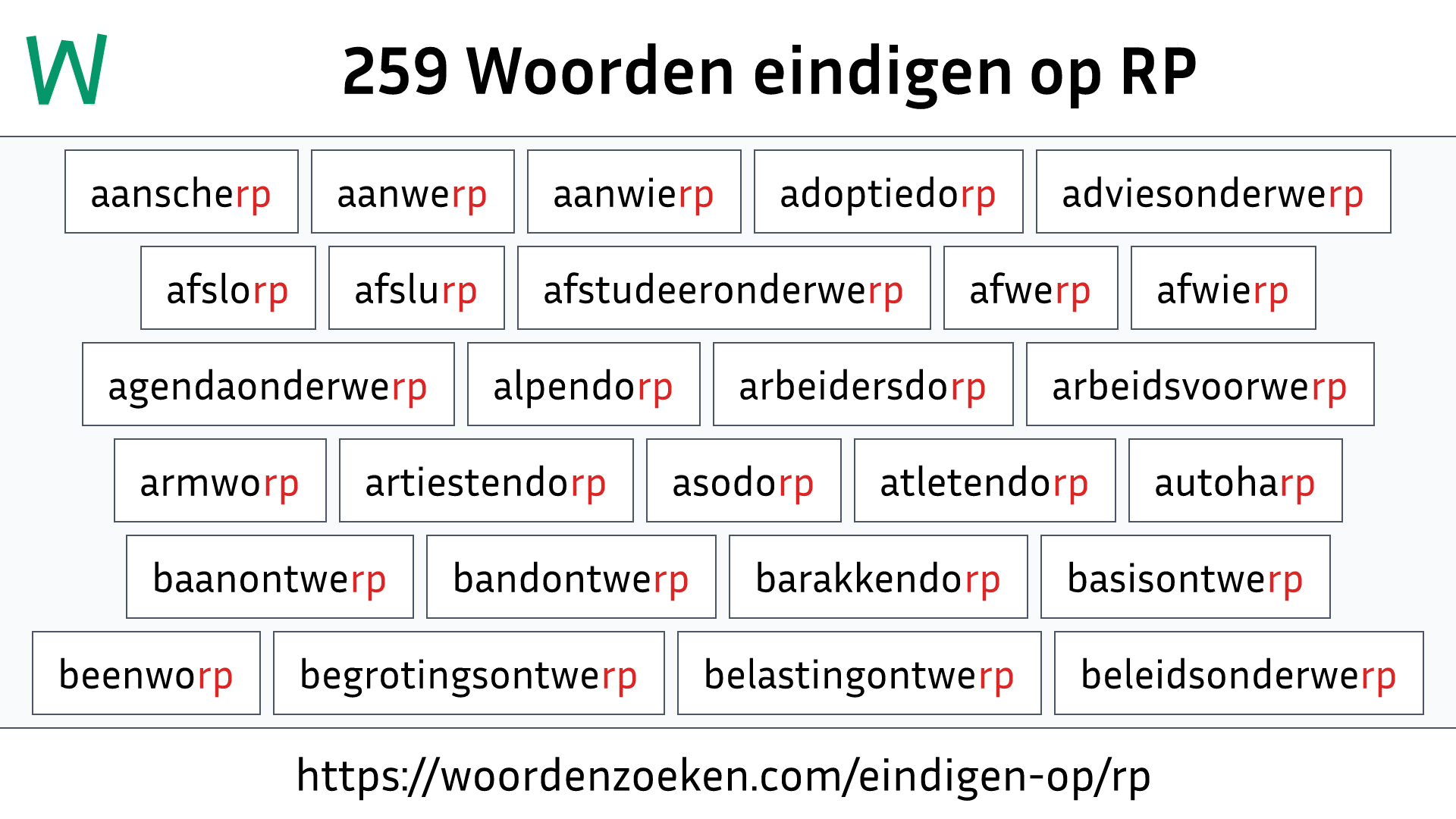 Woorden eindigen op RP