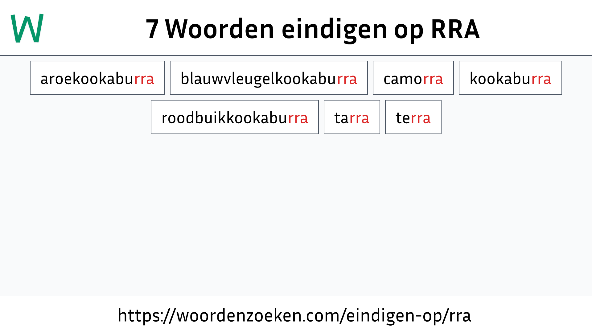 Woorden eindigen op RRA