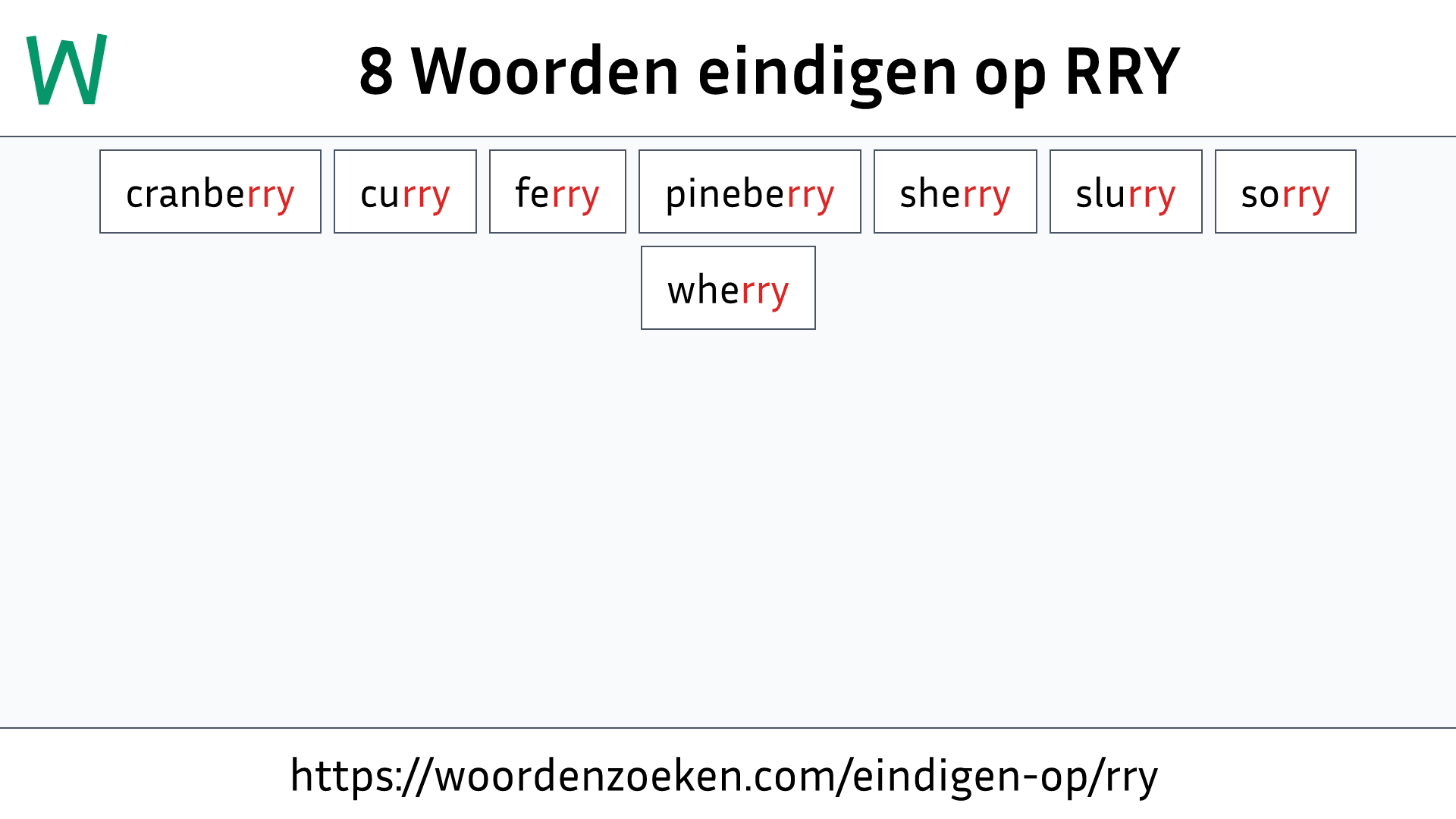 Woorden eindigen op RRY