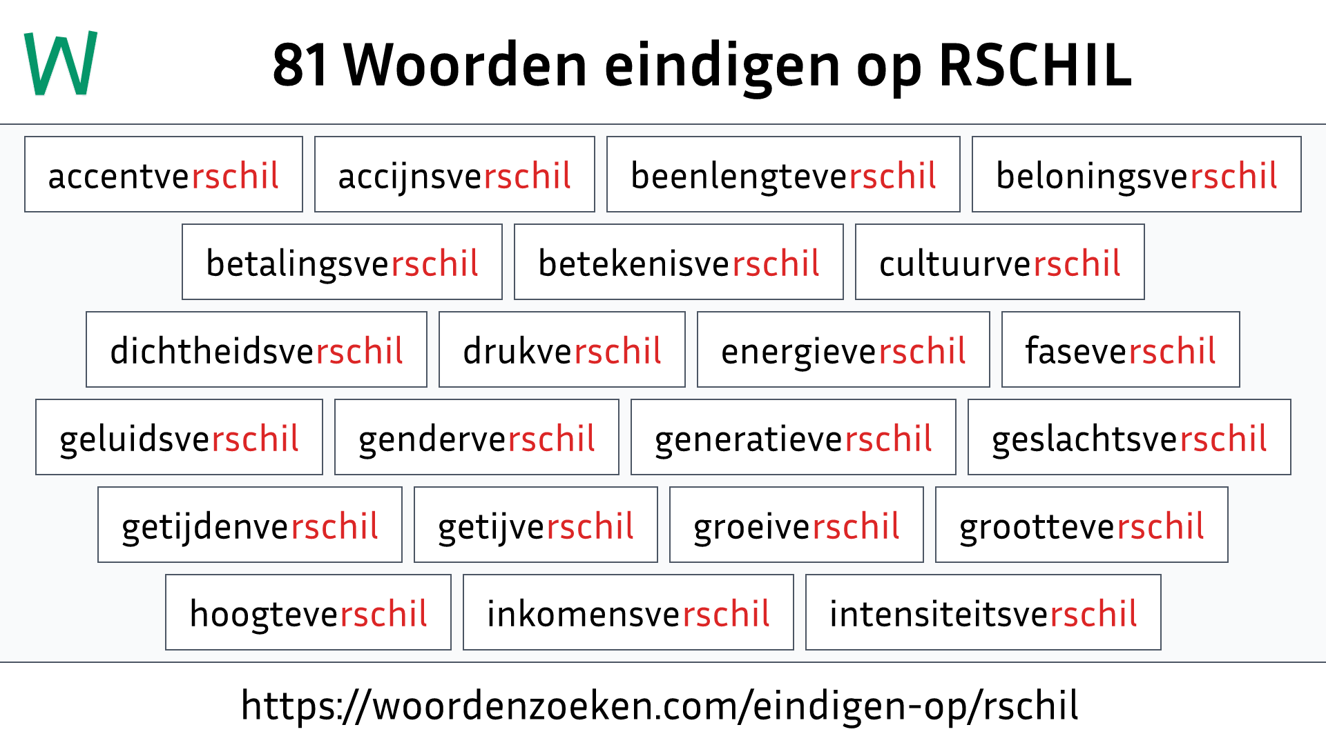 Woorden eindigen op RSCHIL