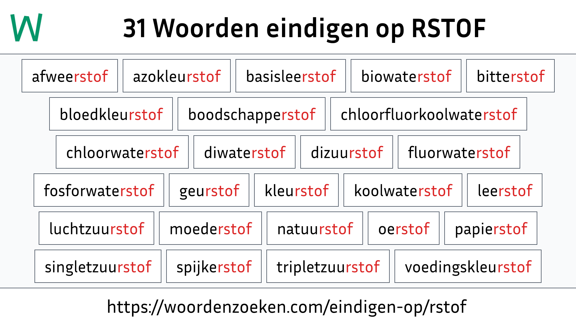 Woorden eindigen op RSTOF