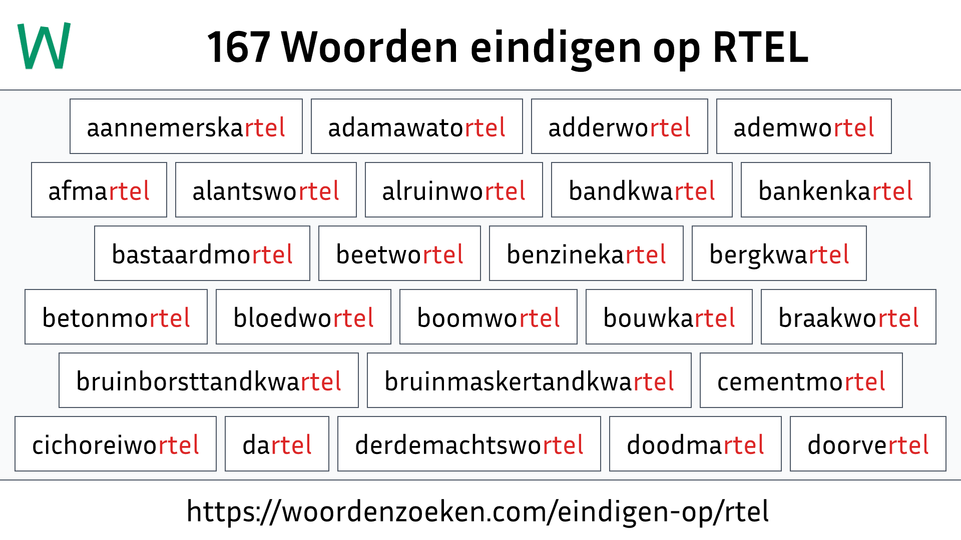 Woorden eindigen op RTEL