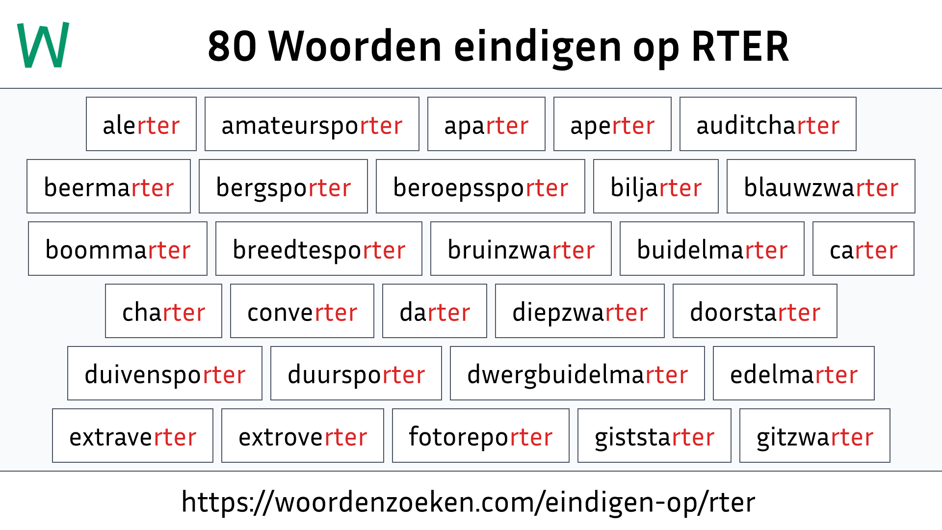 Woorden eindigen op RTER