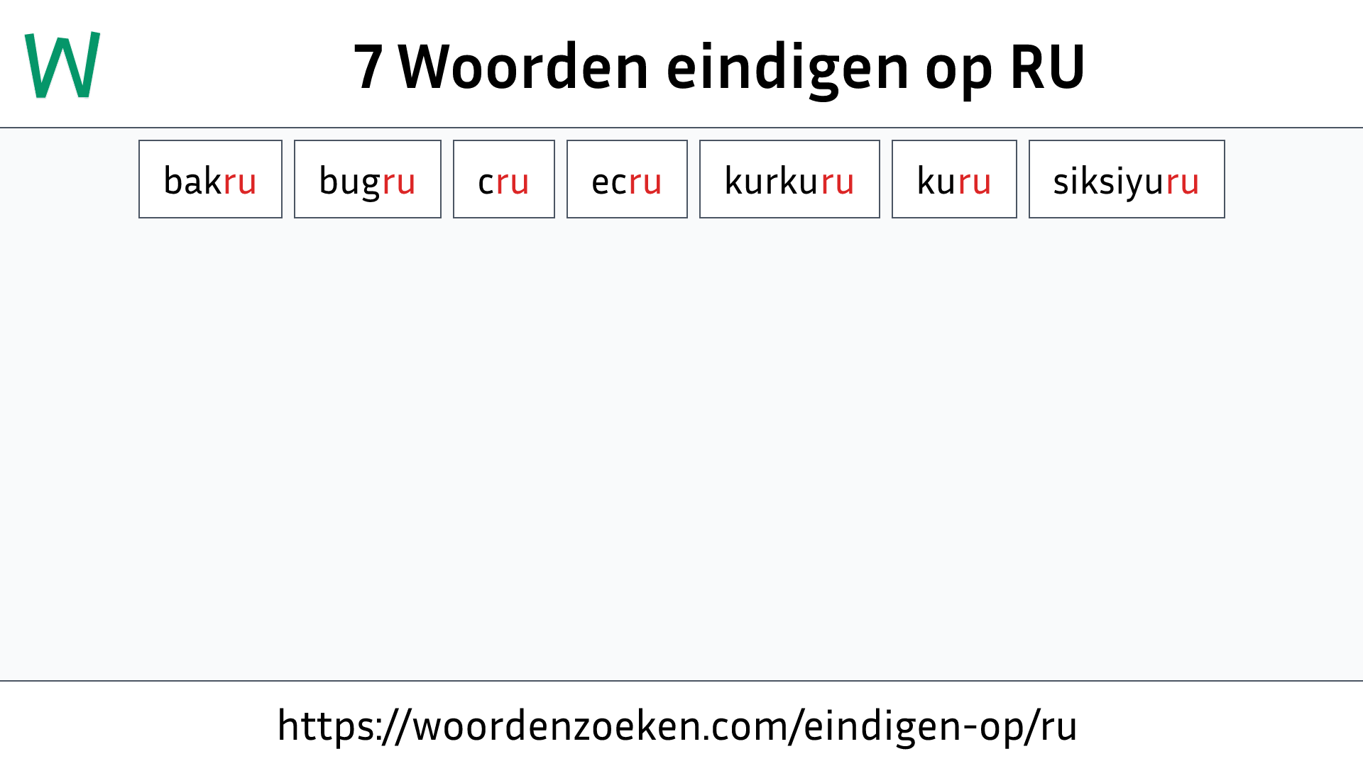 Woorden eindigen op RU