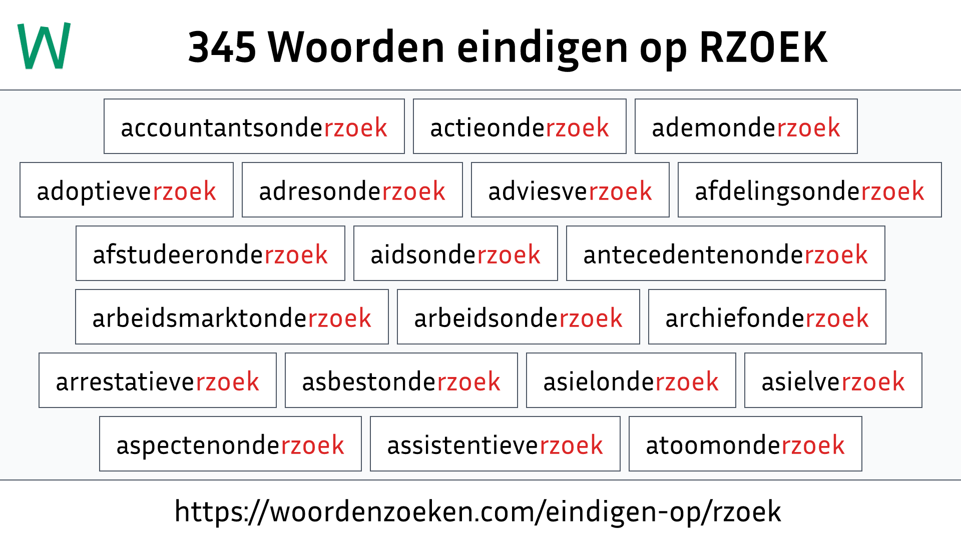 Woorden eindigen op RZOEK