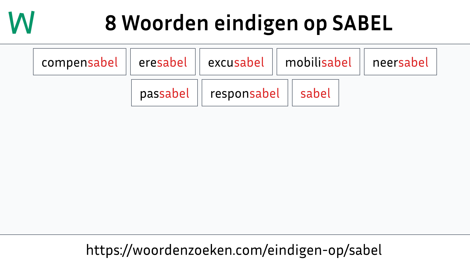 Woorden eindigen op SABEL