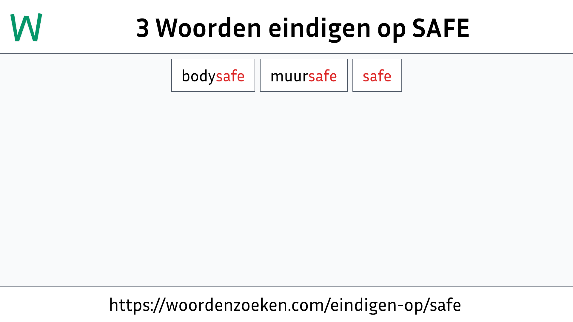 Woorden eindigen op SAFE