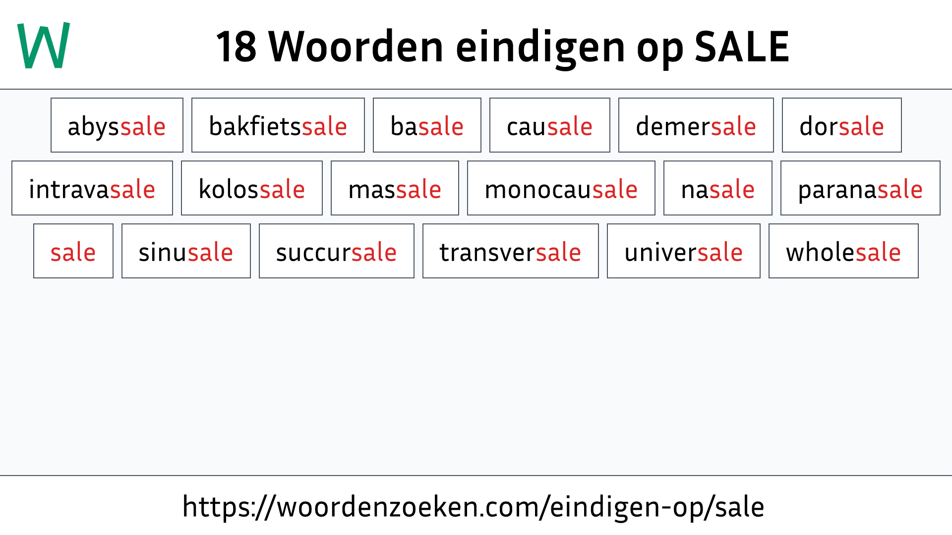 Woorden eindigen op SALE