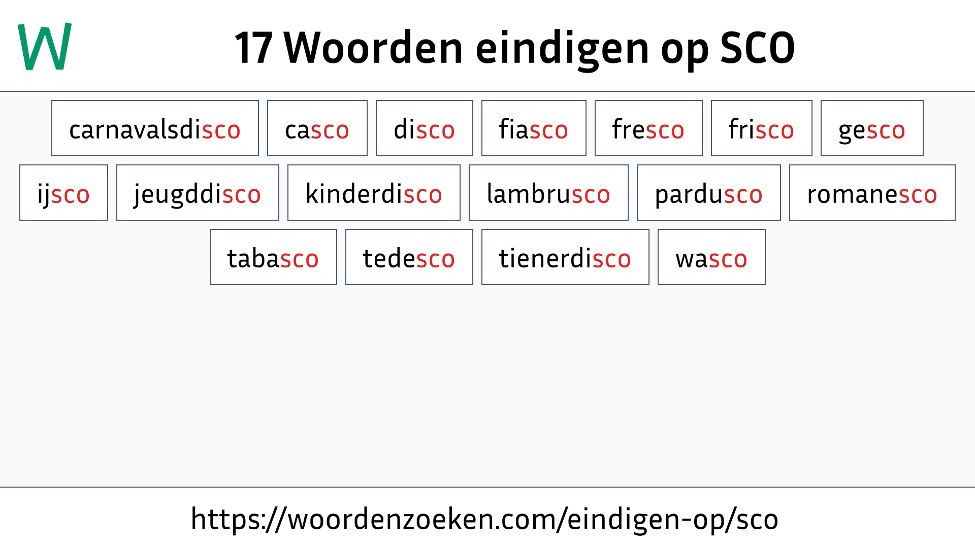 Woorden eindigen op SCO