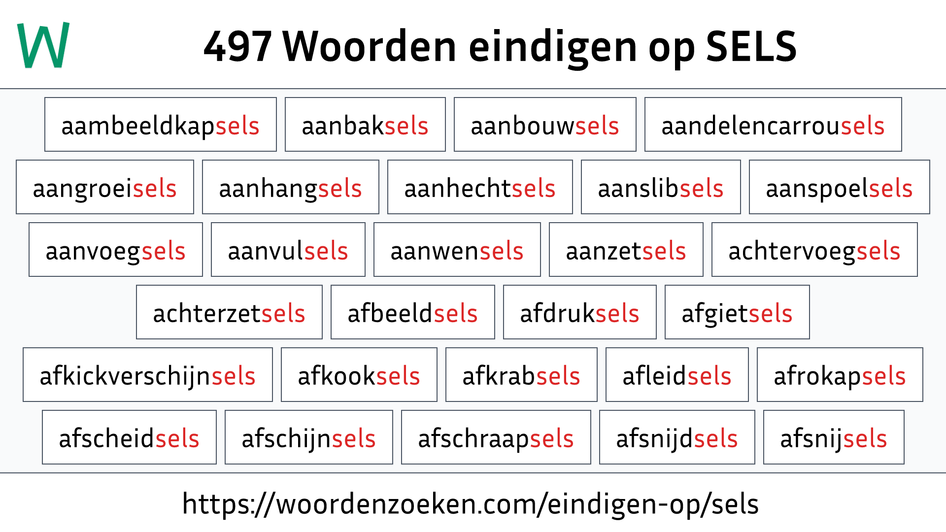 Woorden eindigen op SELS