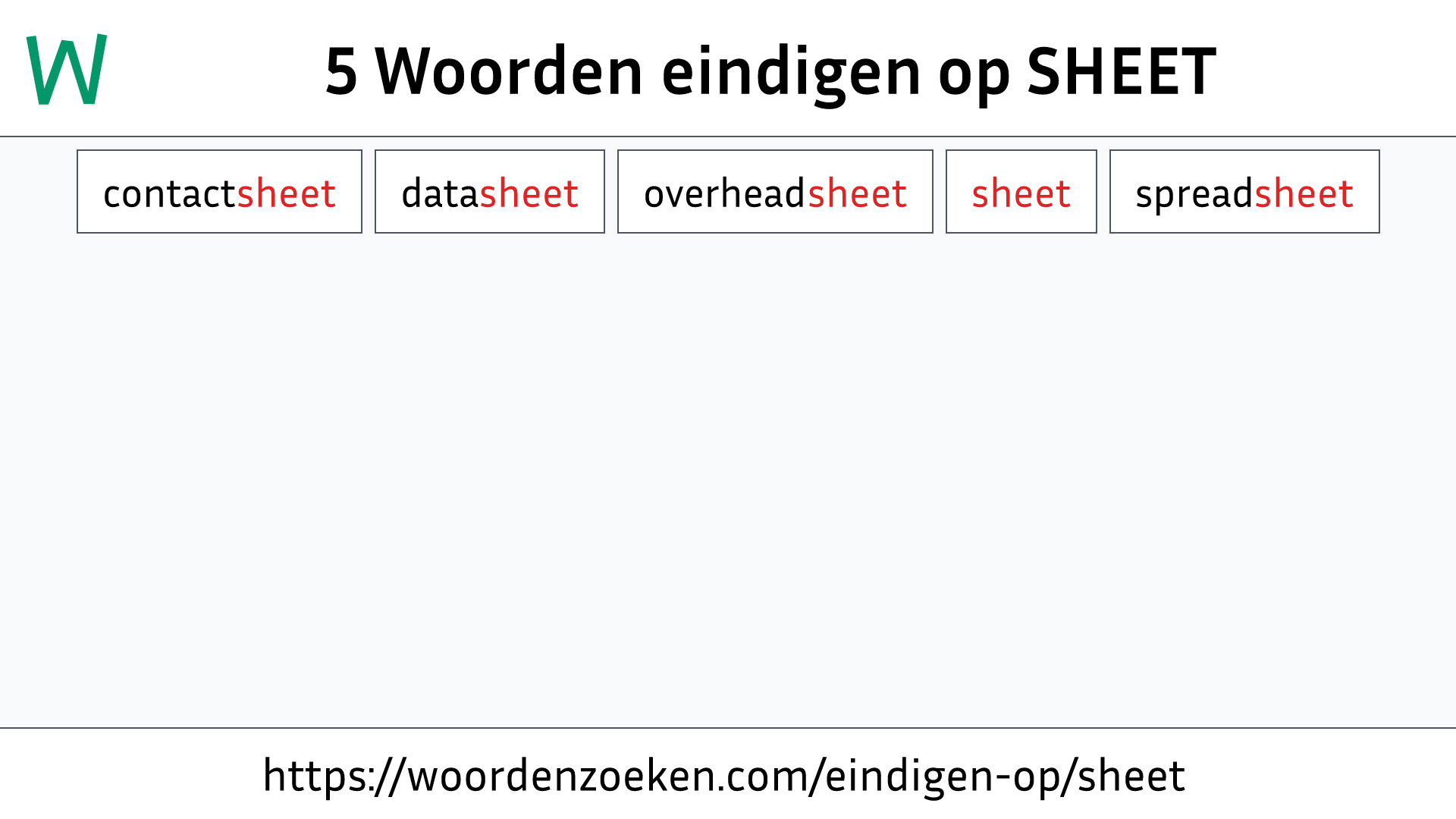 Woorden eindigen op SHEET