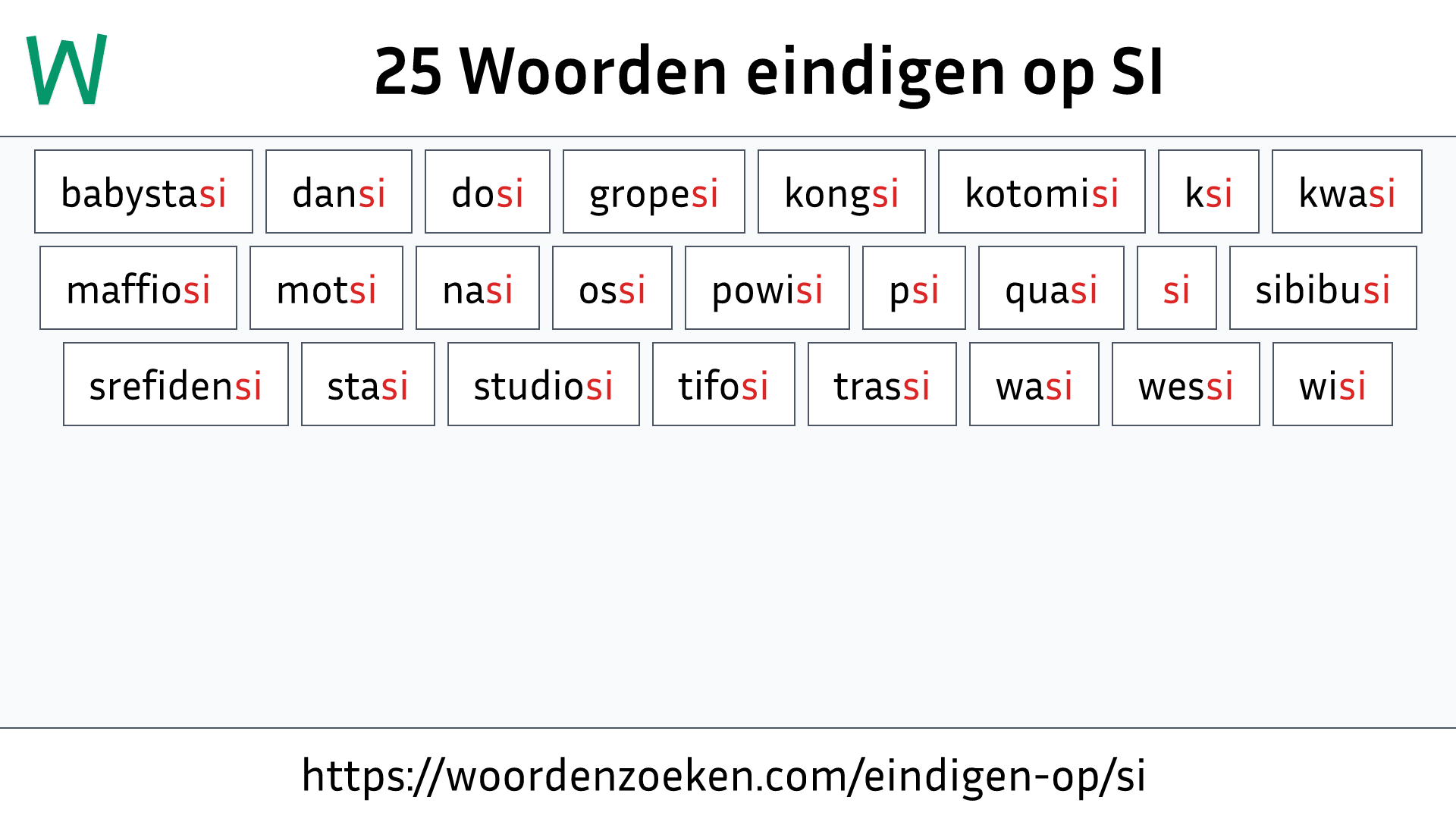 Woorden eindigen op SI