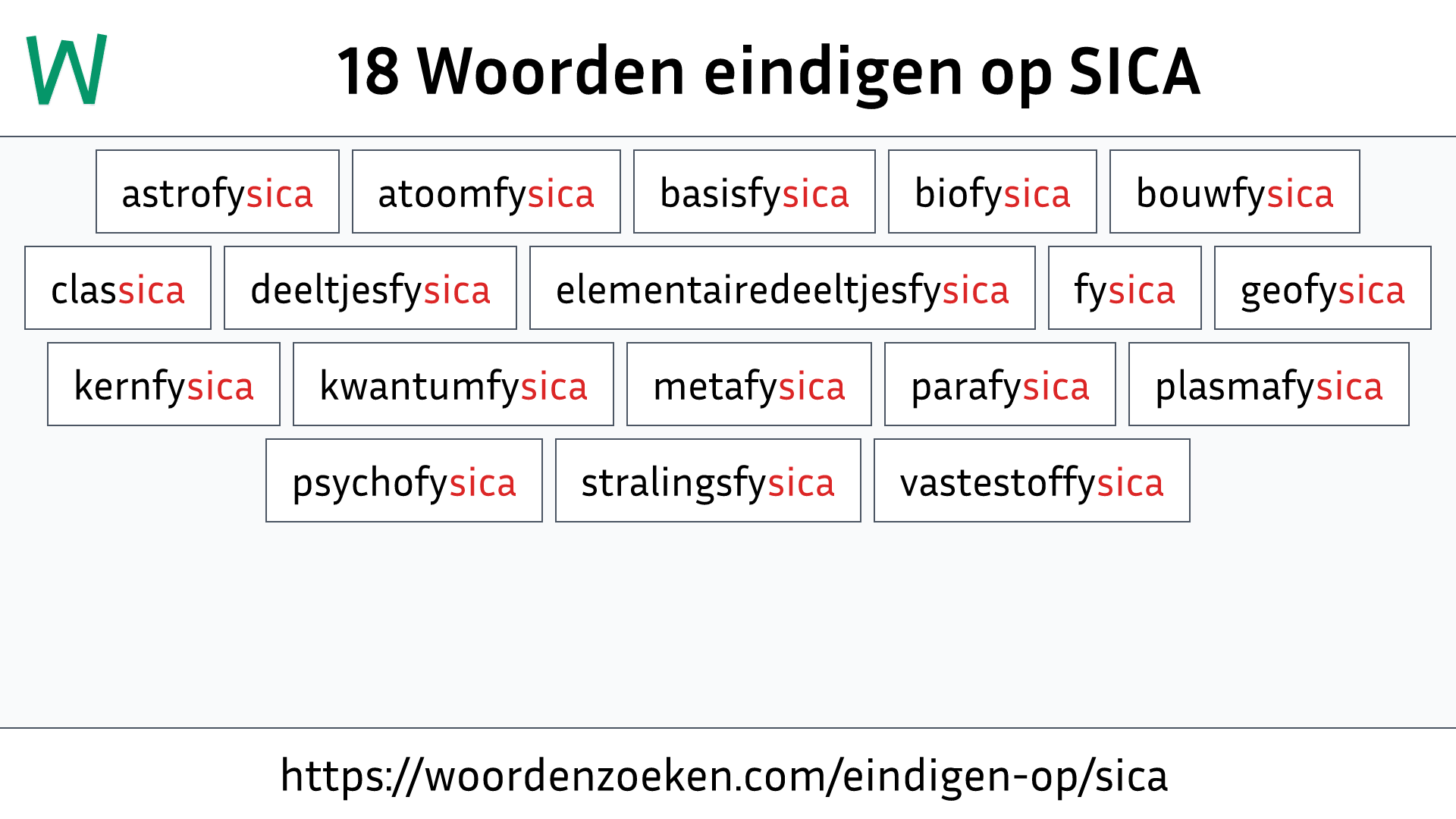 Woorden eindigen op SICA