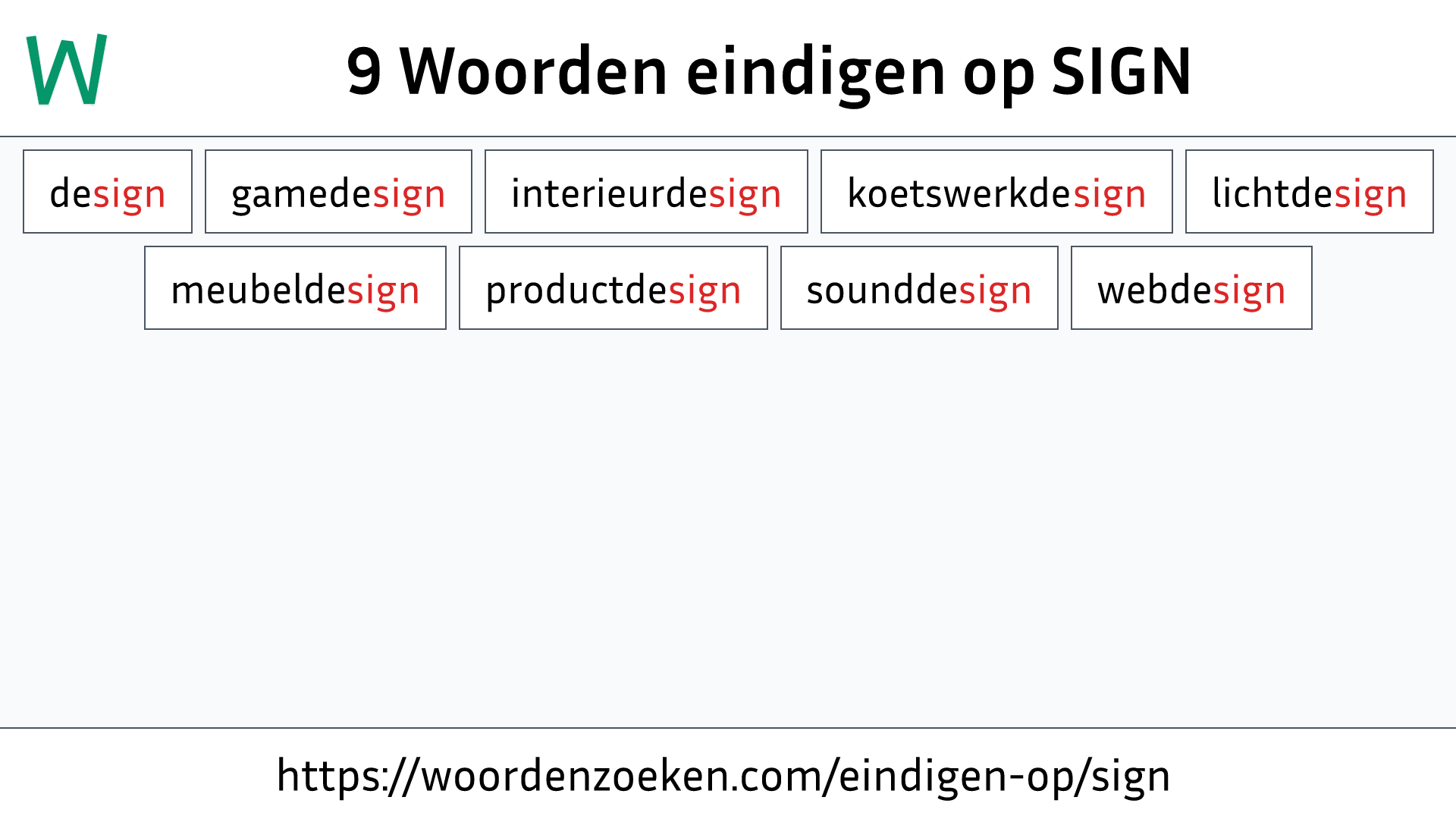 Woorden eindigen op SIGN