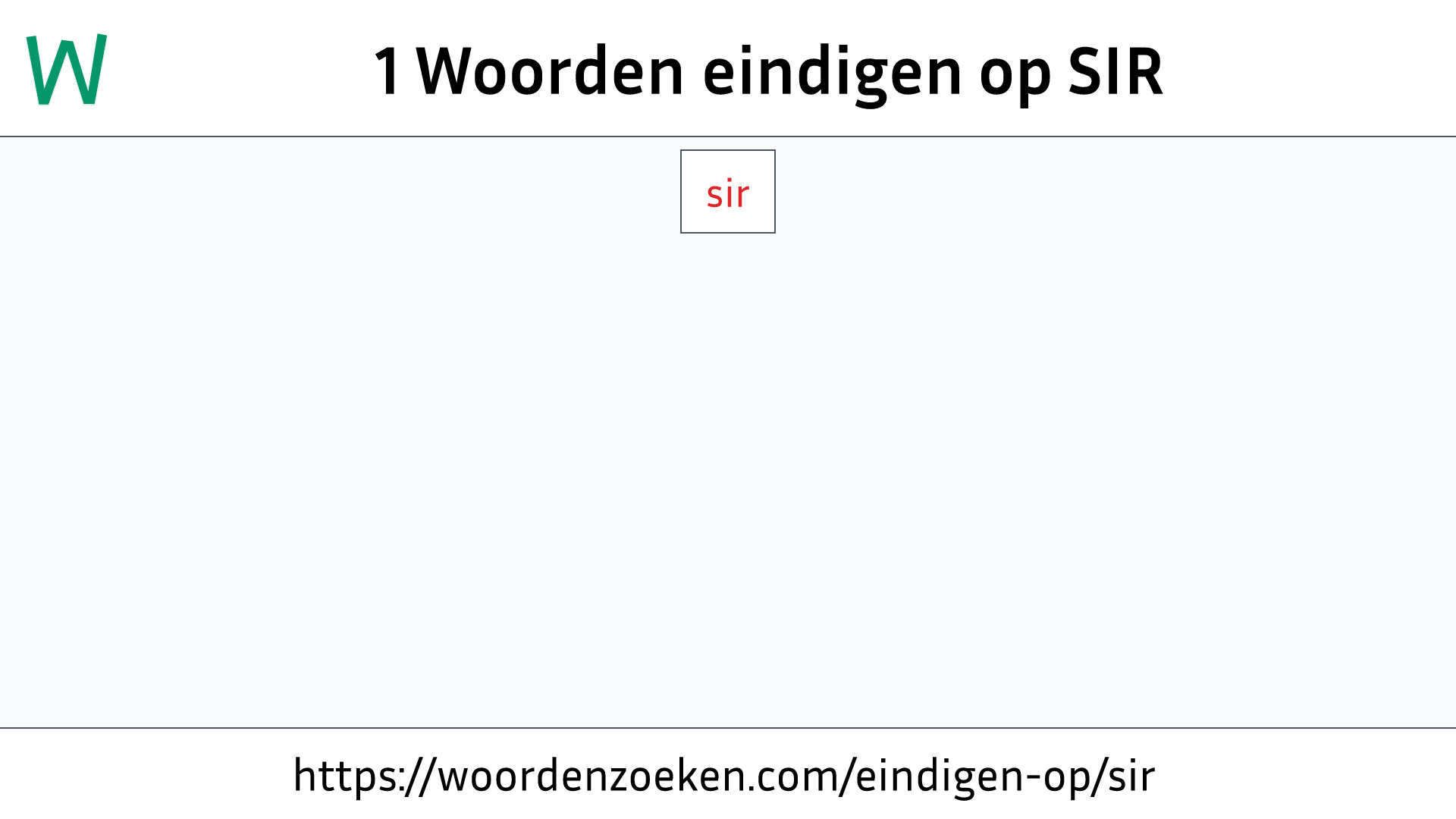 Woorden eindigen op SIR