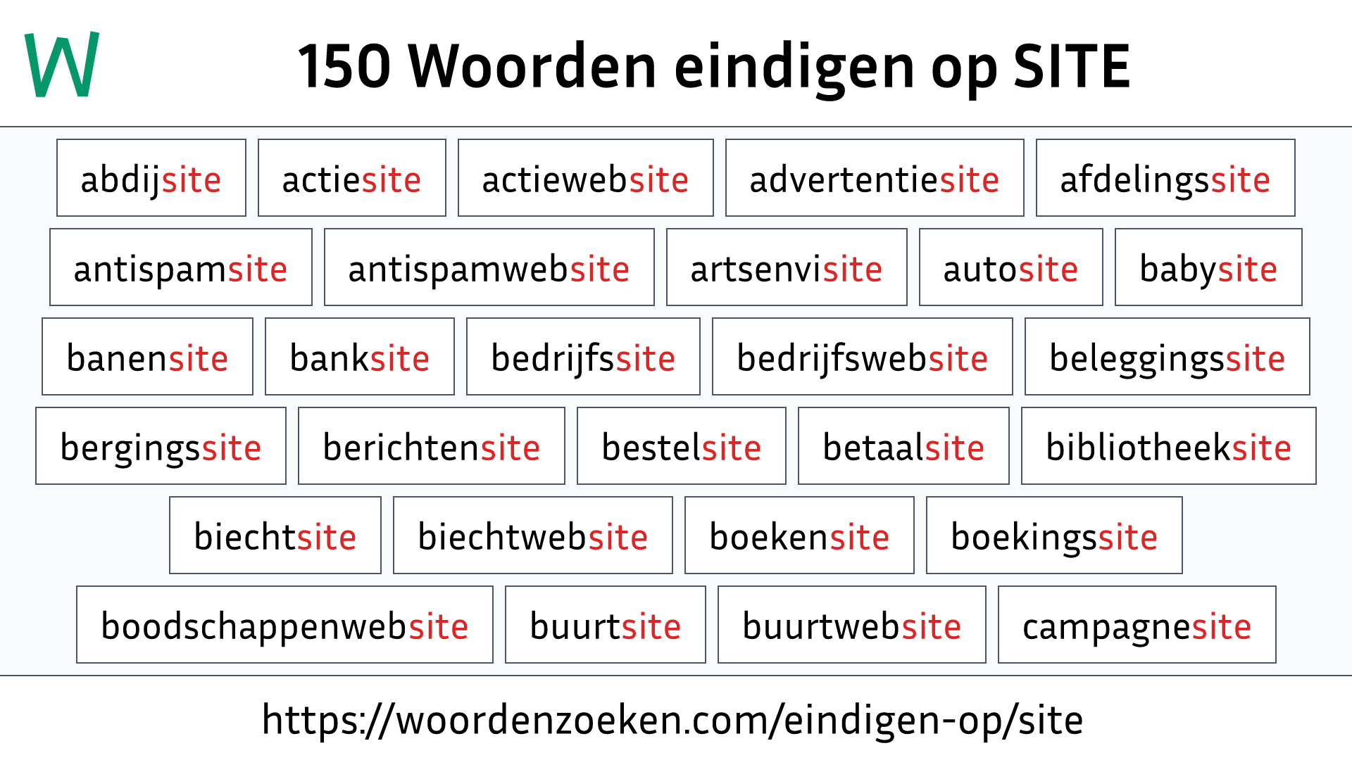 Woorden eindigen op SITE