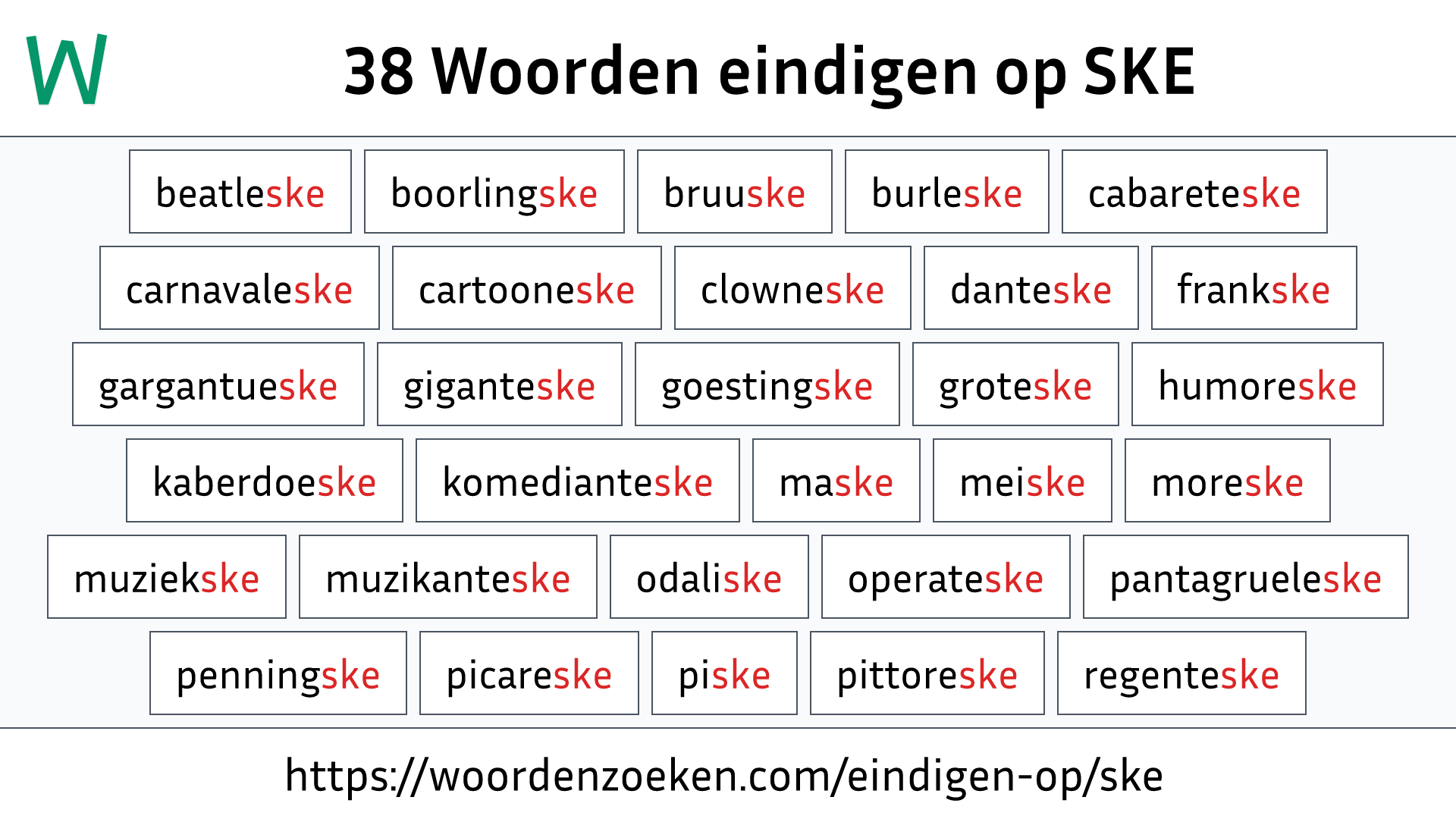 Woorden eindigen op SKE