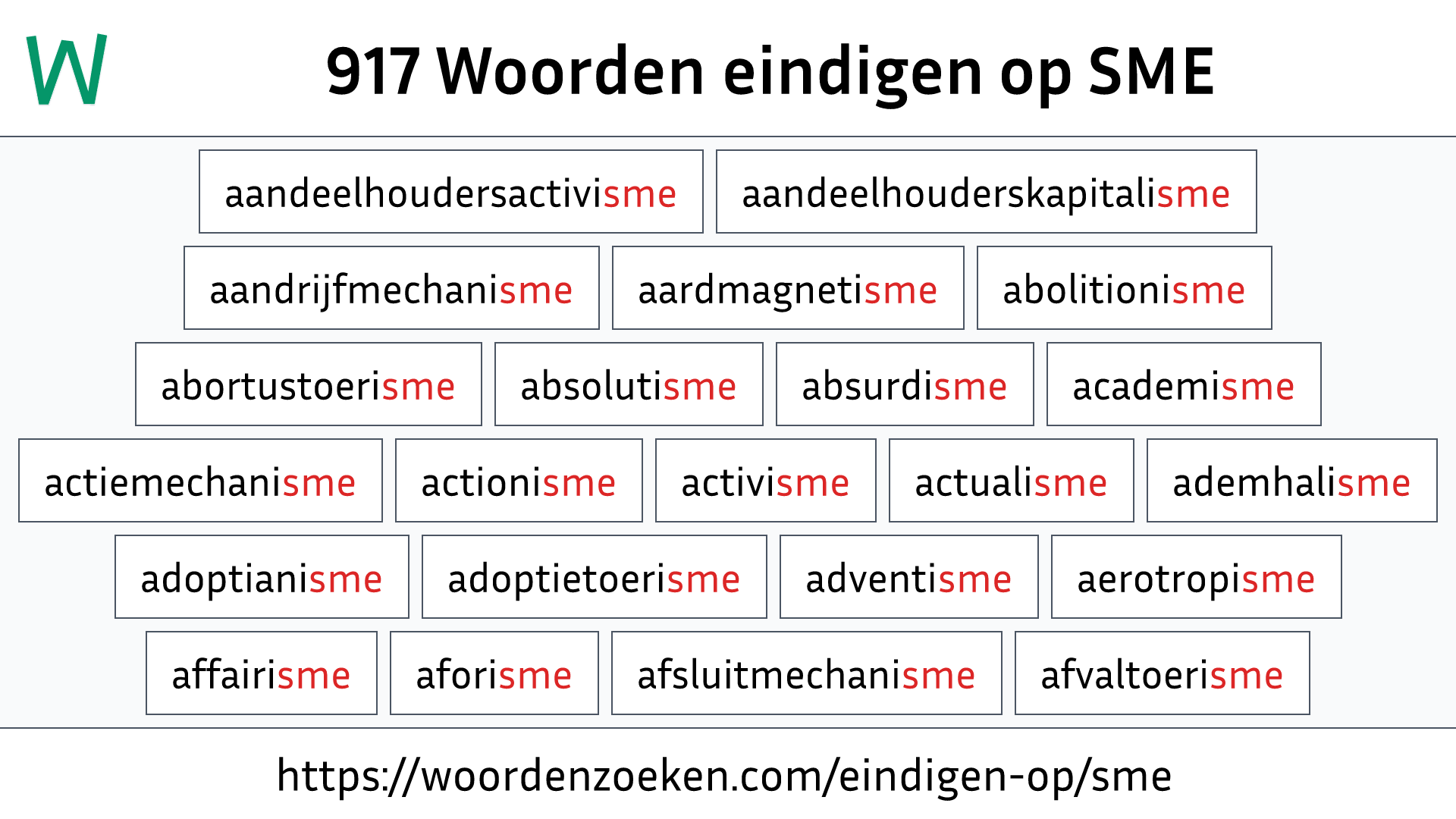 Woorden eindigen op SME