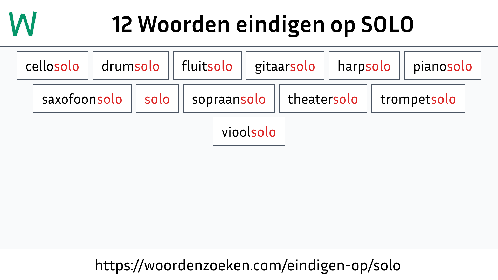 Woorden eindigen op SOLO