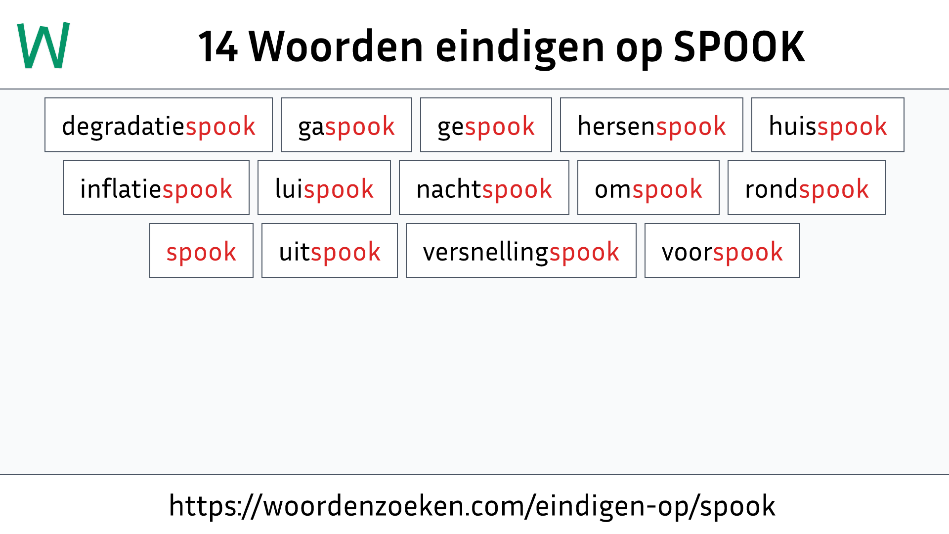 Woorden eindigen op SPOOK