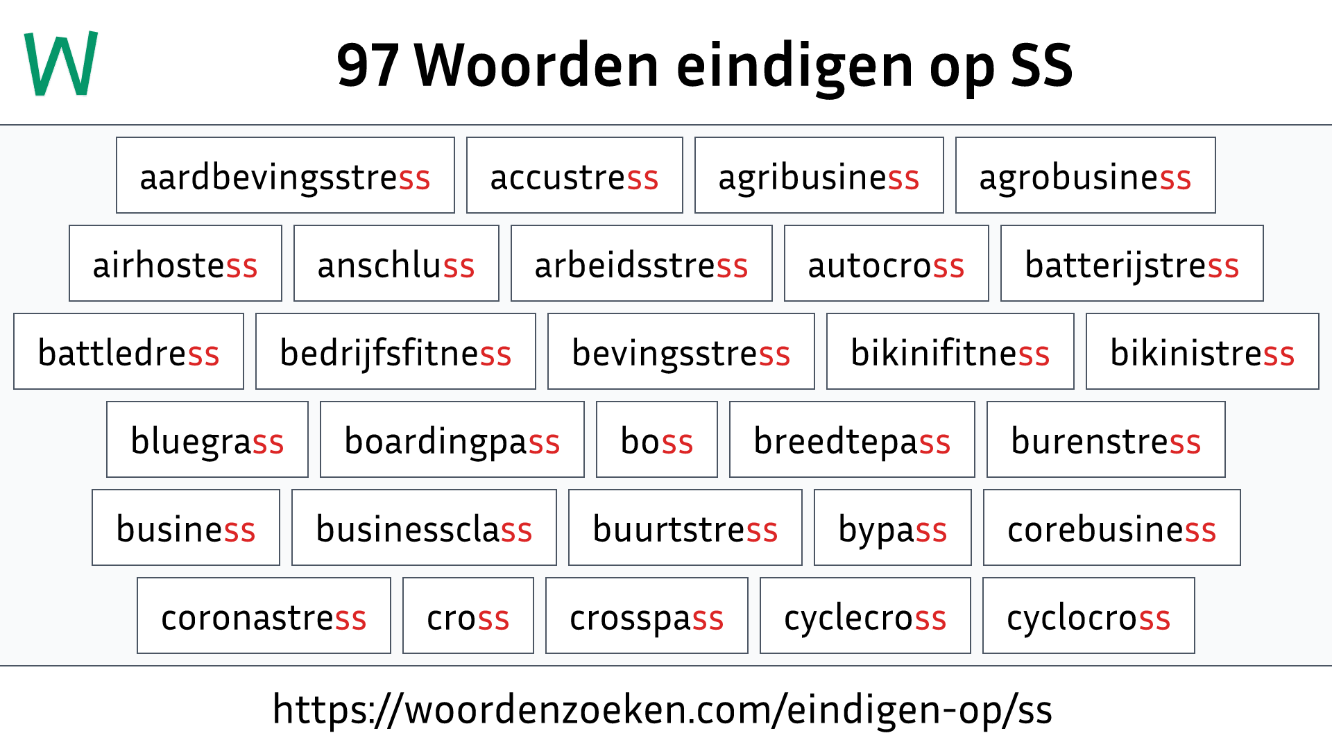 Woorden eindigen op SS