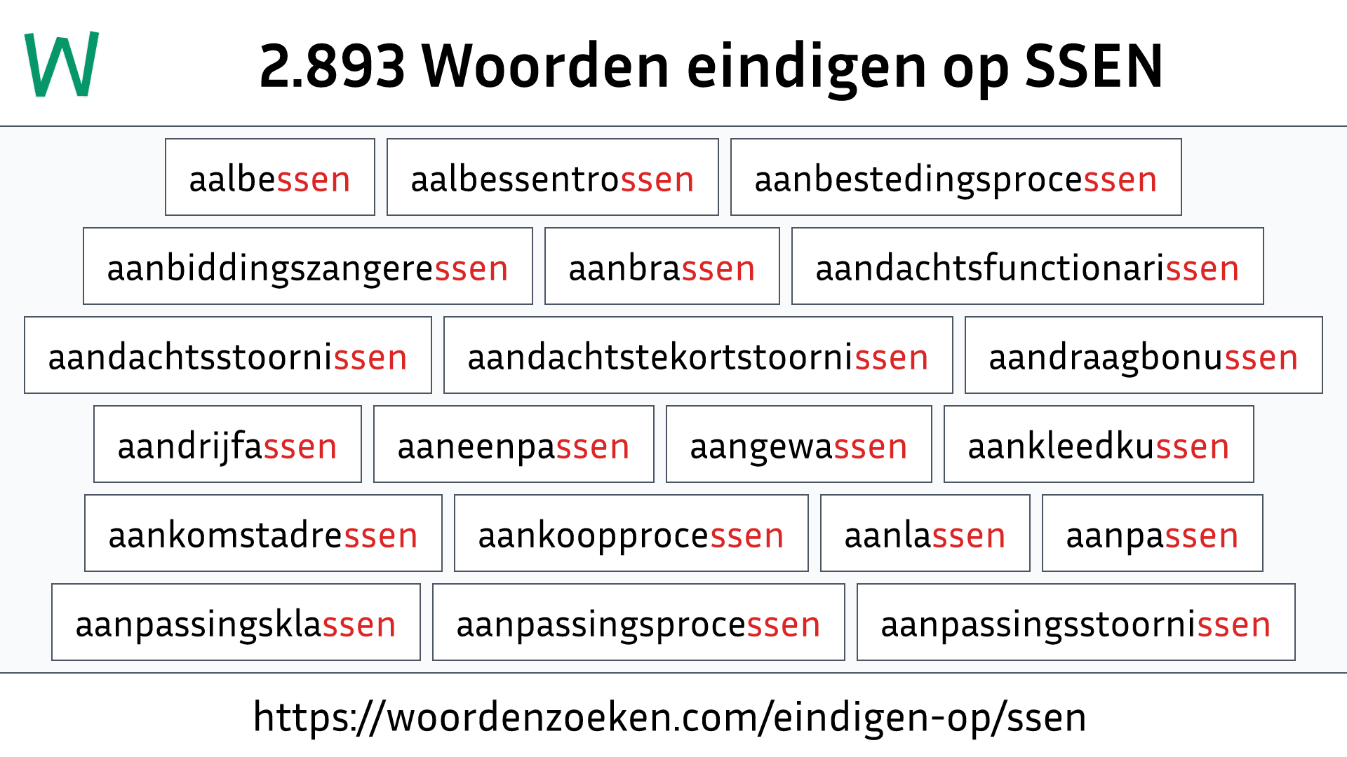 Woorden eindigen op SSEN