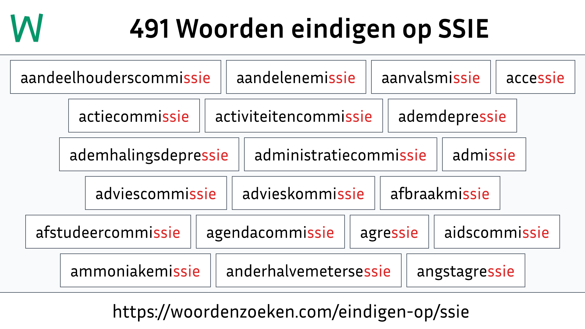Woorden eindigen op SSIE