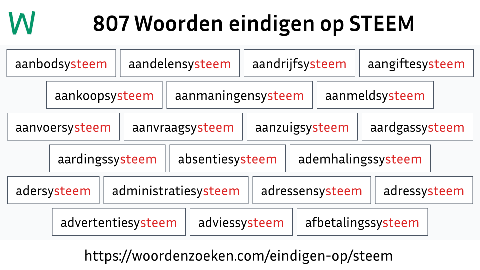 Woorden eindigen op STEEM