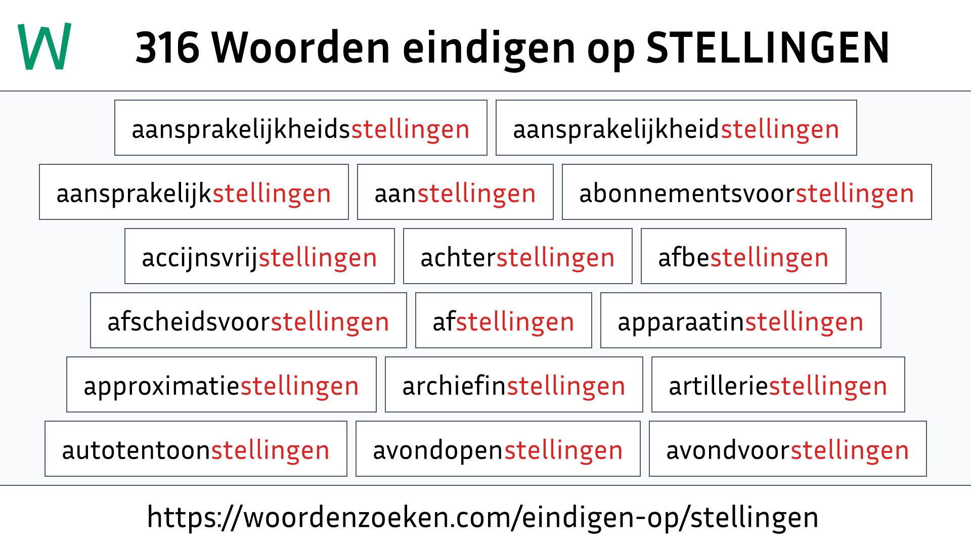 Woorden eindigen op STELLINGEN