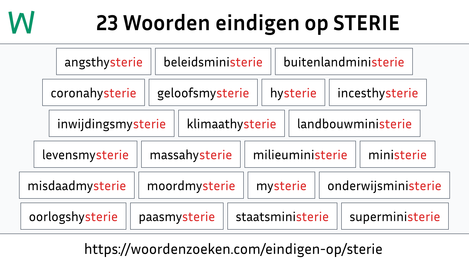 Woorden eindigen op STERIE