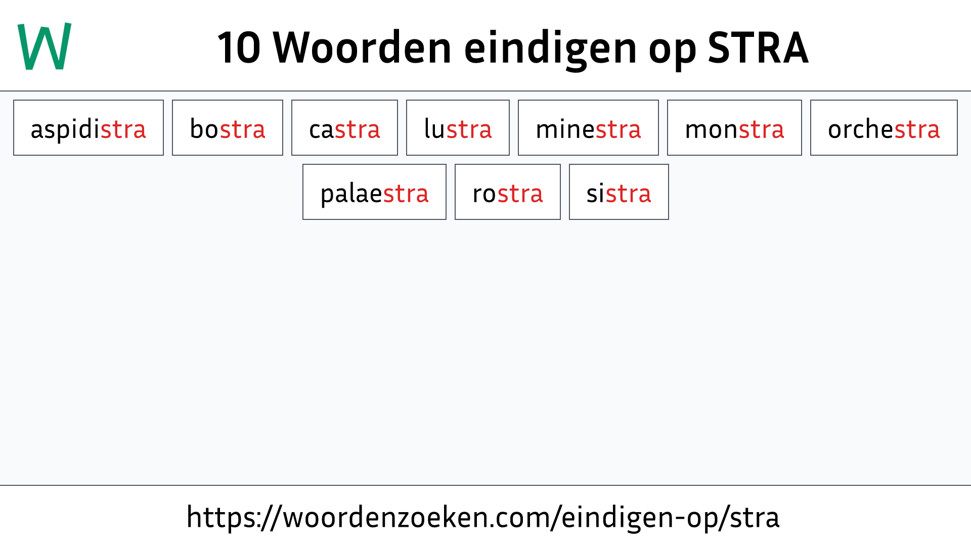 Woorden eindigen op STRA