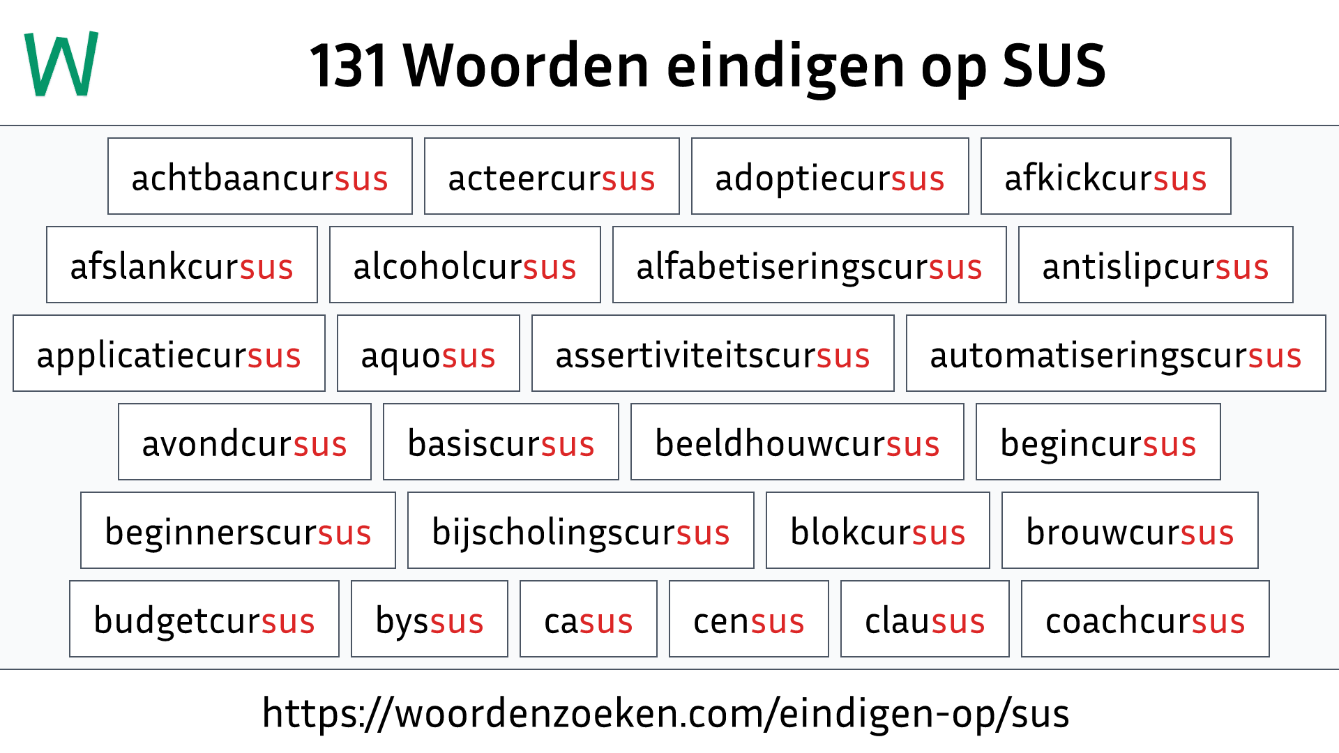 Woorden eindigen op SUS