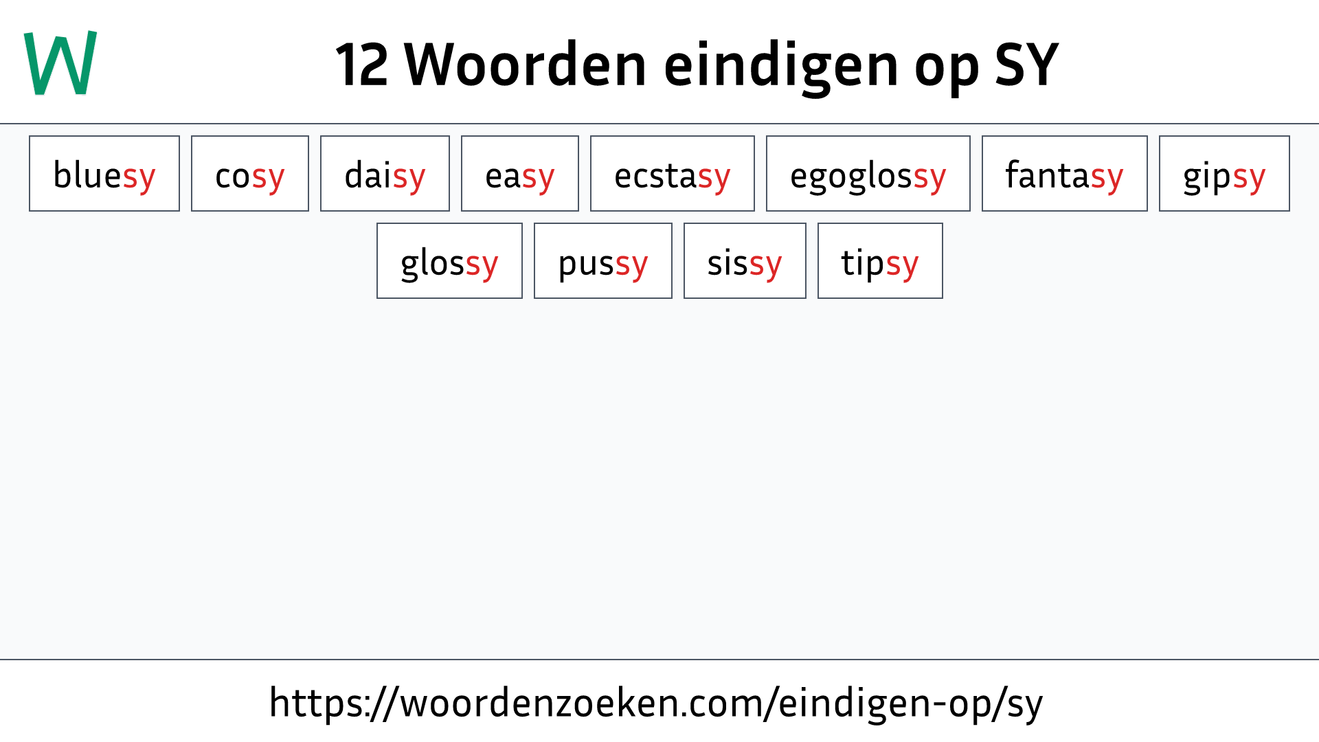 Woorden eindigen op SY